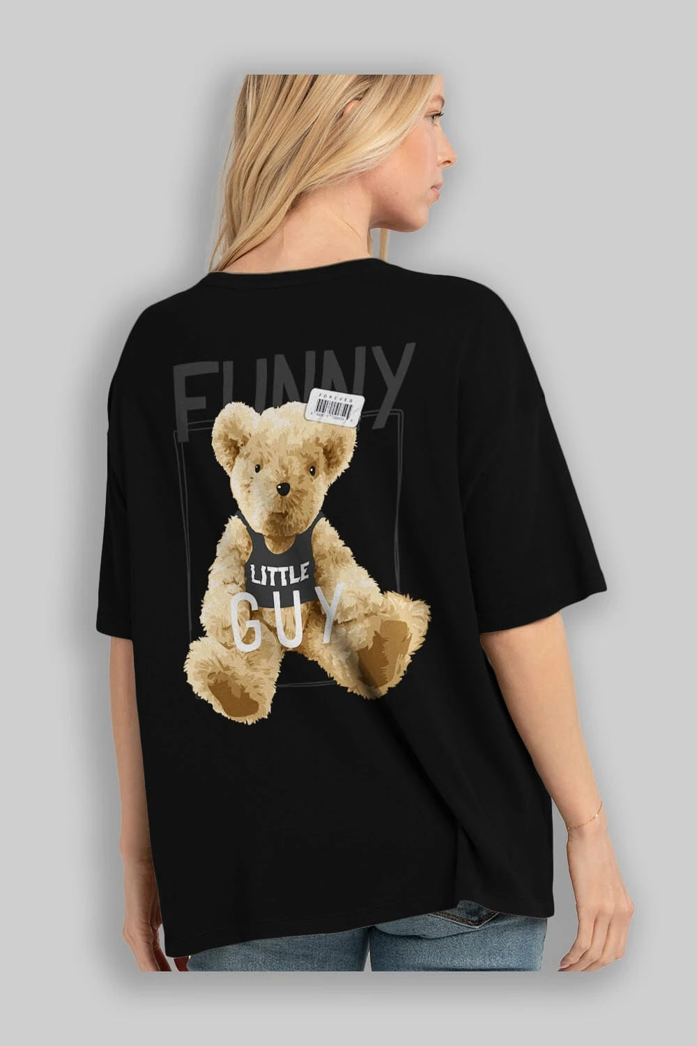 Teddy Bear Funny Arka Baskılı Oversize t-shirt Erkek Kadın Unisex %100 Pamuk