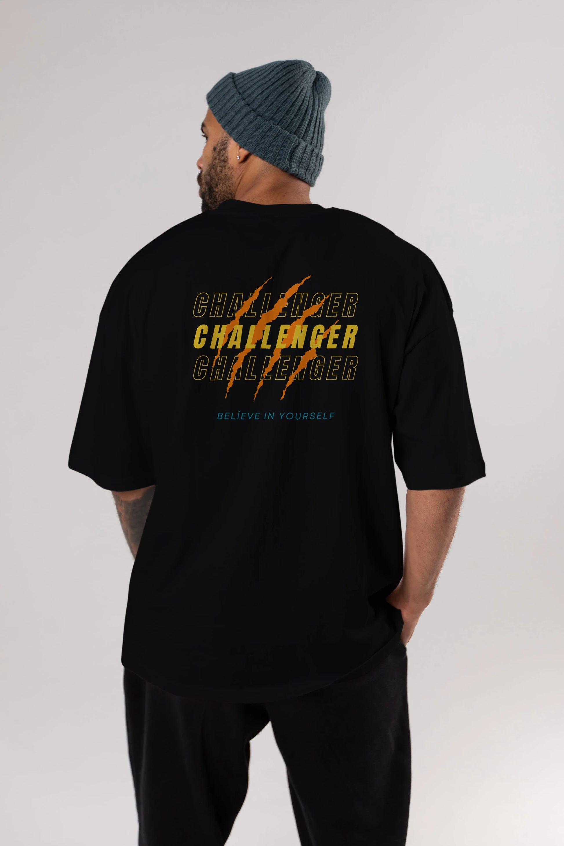 Challenger Yazılı Arka Baskılı Oversize t-shirt Erkek Kadın Unisex