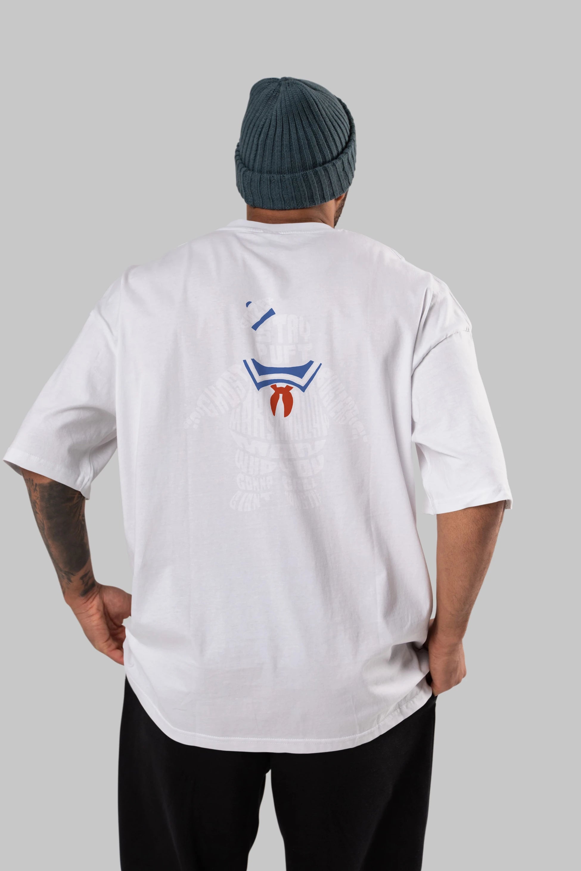 Stay Puft Arka Baskılı Oversize t-shirt %100 pamuk Erkek Kadın Unisex