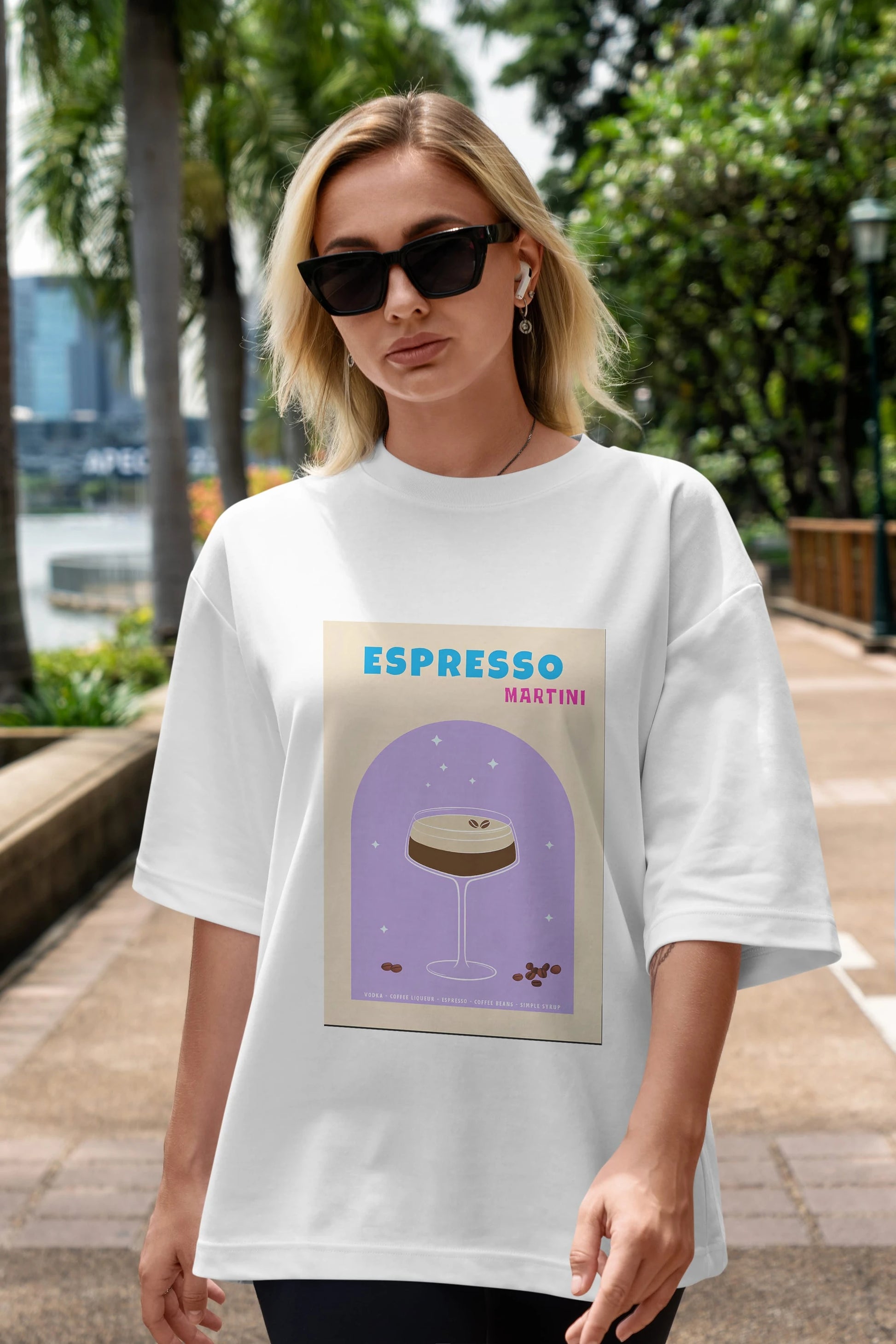 Espresso Martini 5 Ön Baskılı Oversize t-shirt Erkek Kadın Unisex %100 Pamuk Bisiklet Yaka tişort