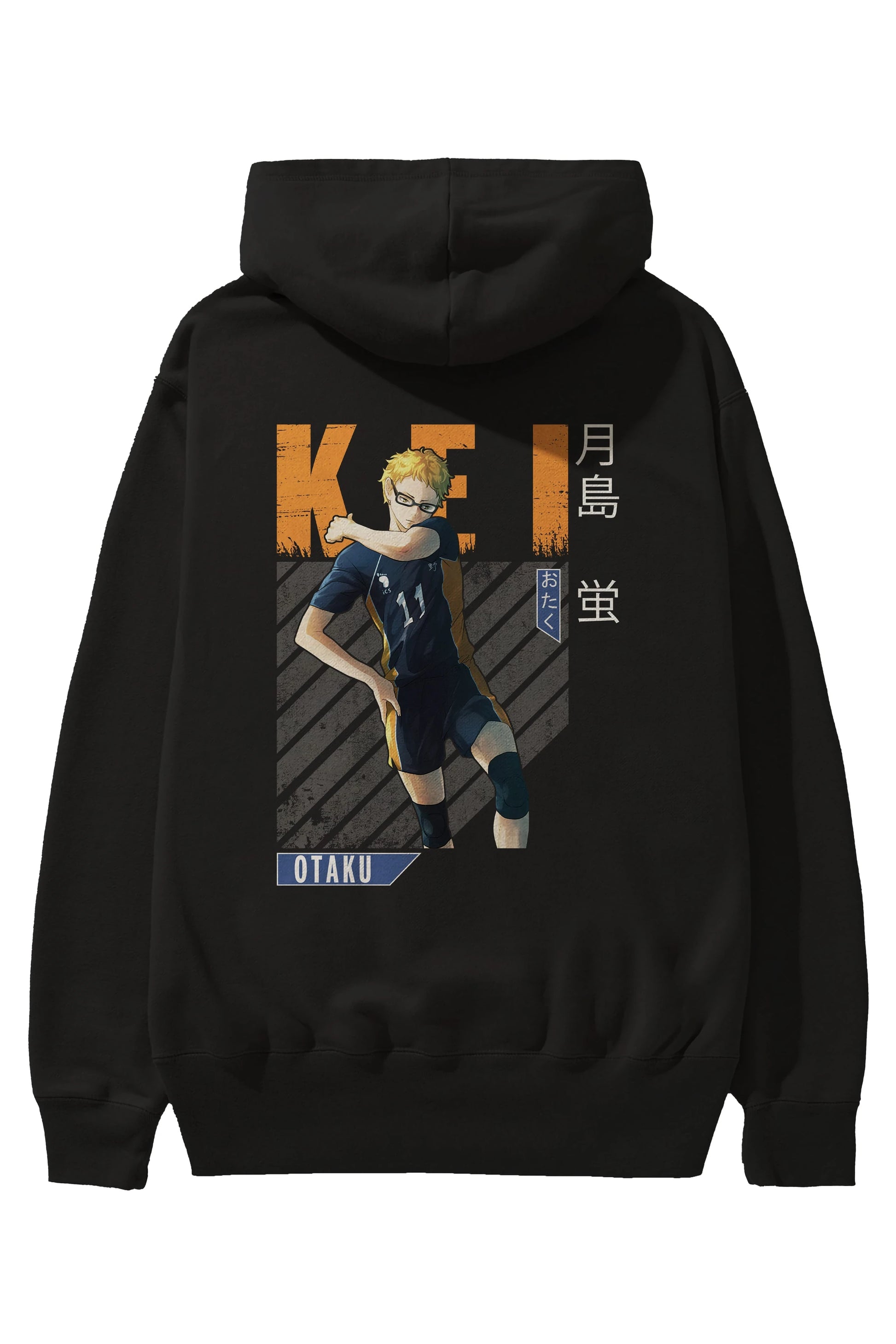 Kei Tsukishima 2 Anime Arka Baskılı Hoodie Oversize Kapüşonlu Sweatshirt Erkek Kadın Unisex