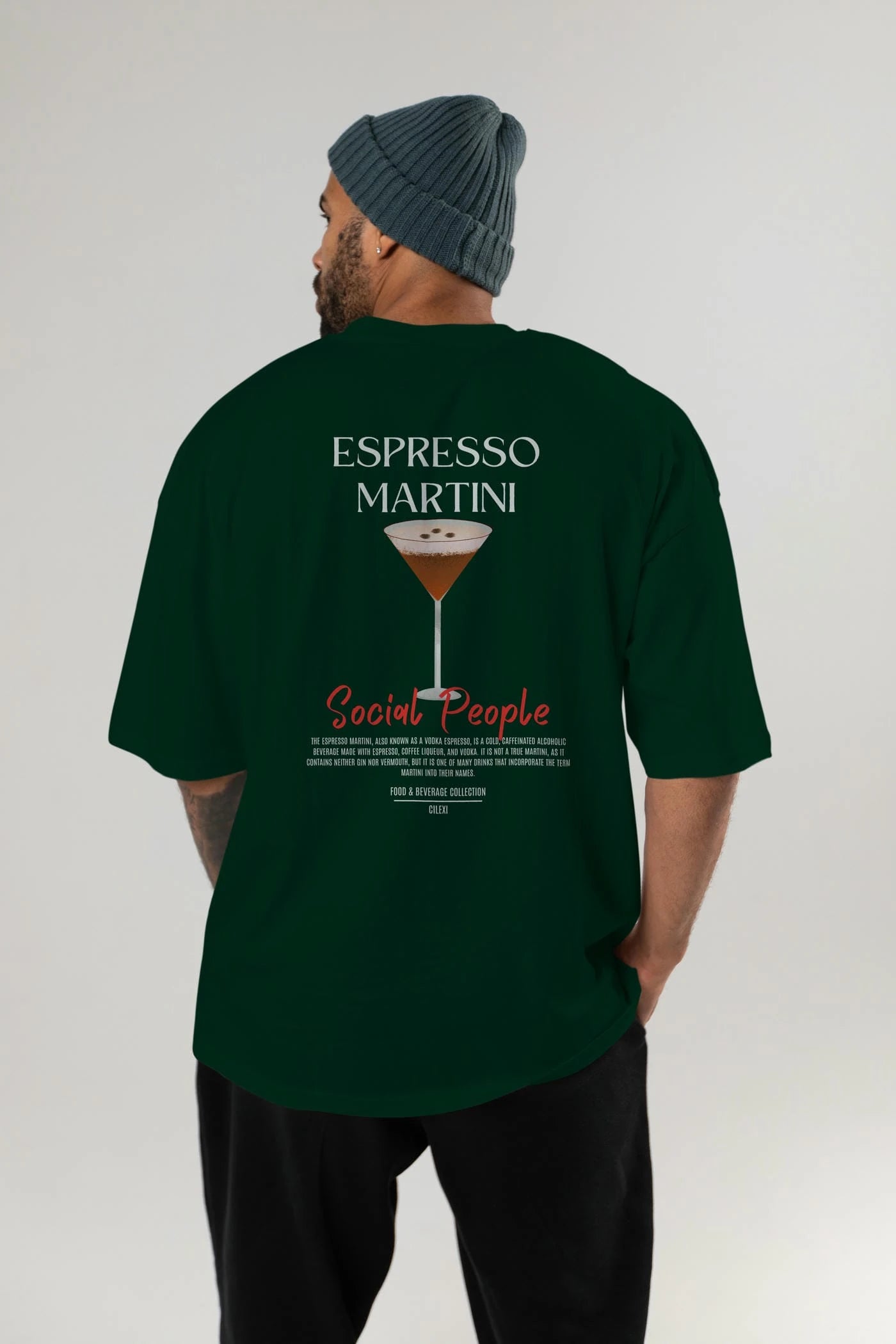 Espresso Martını Kokteyl Serisi Baskılı Oversize t-shirt Erkek Kadın Unisex %100 Pamuk Bisiklet Yaka tişort