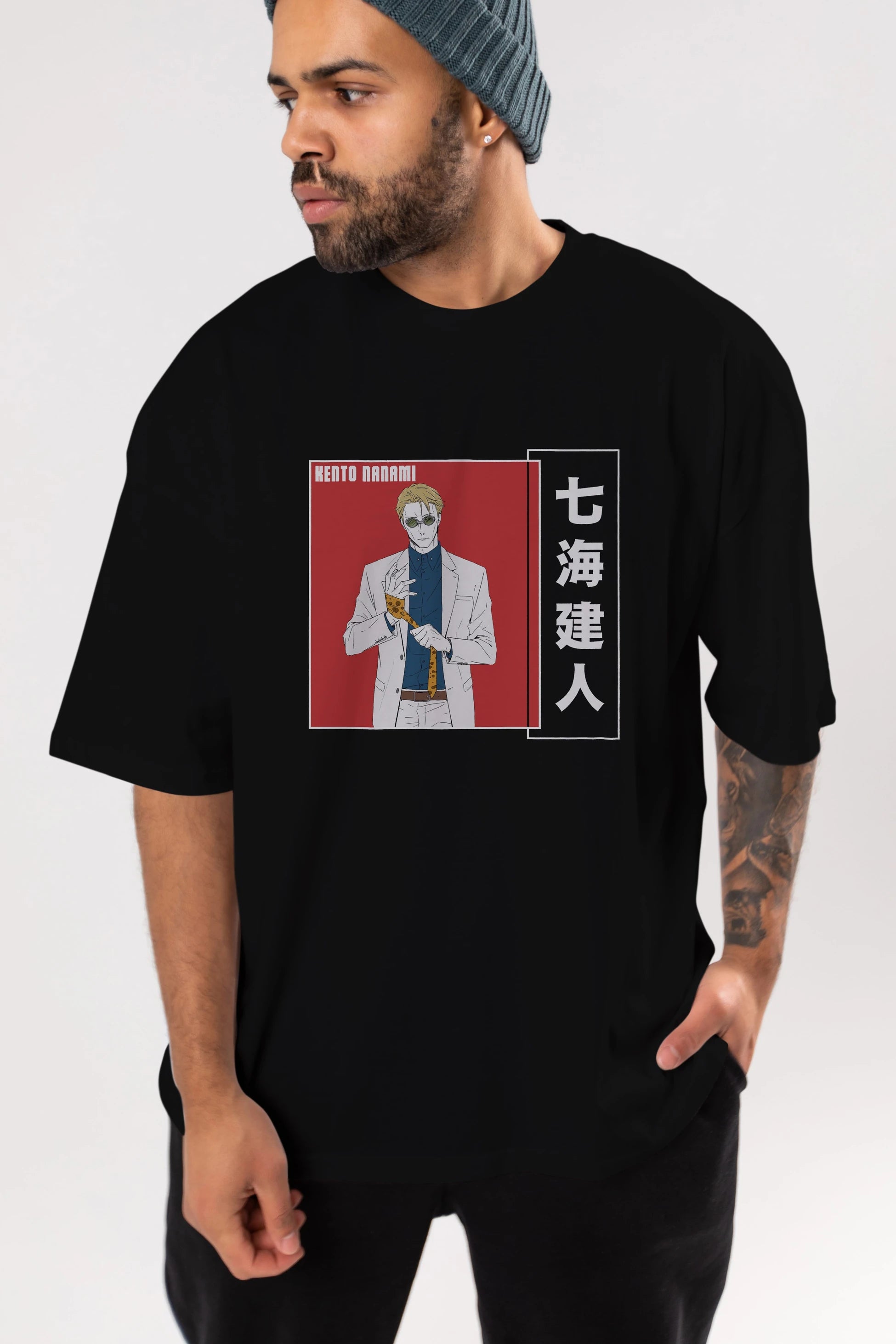 Kento Nanami 1 Anime Ön Baskılı Oversize t-shirt %100 pamuk Erkek Kadın Unisex