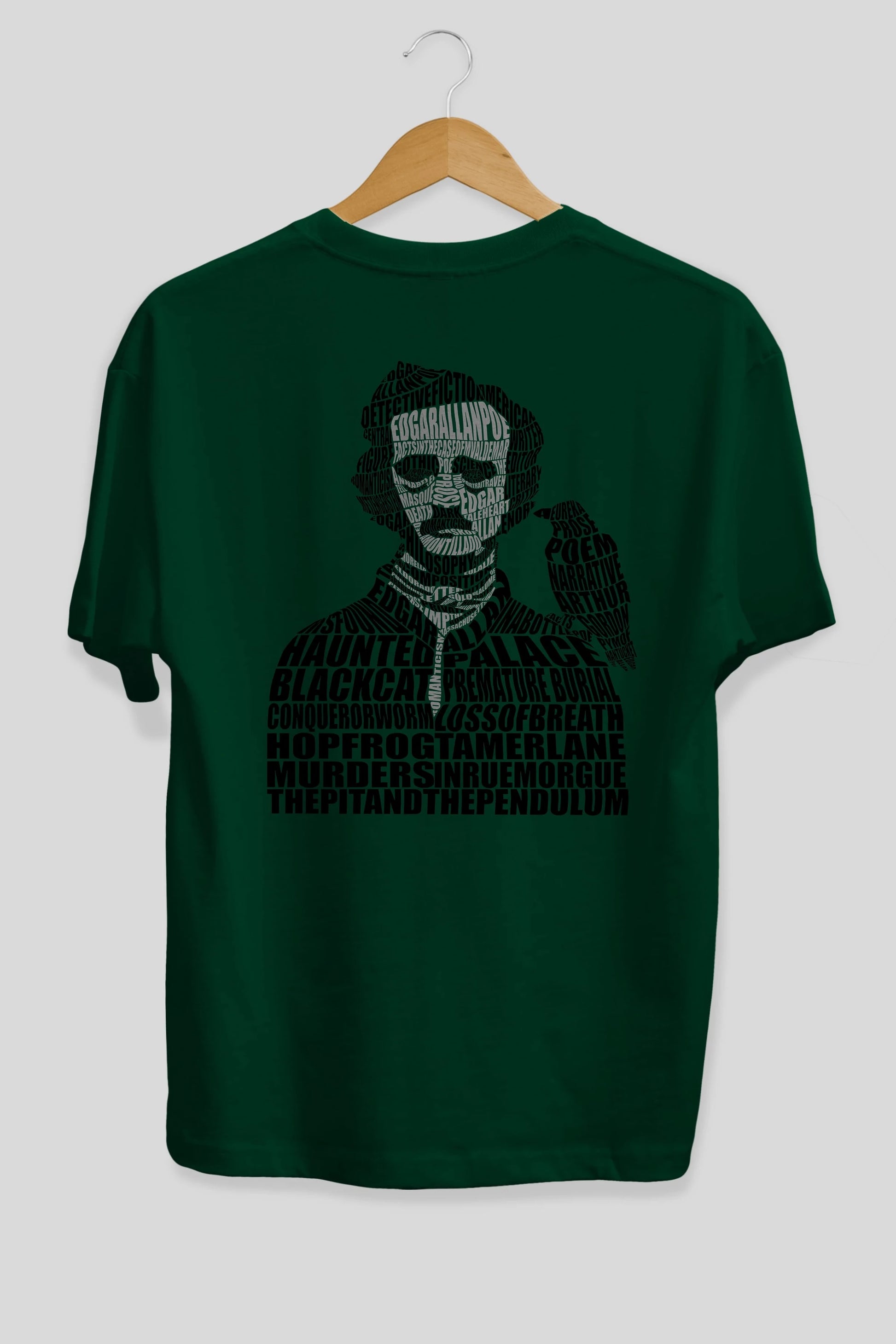 Edgar Alan Poe Calligram Arka Baskılı Oversize t-shirt %100 pamuk Erkek Kadın Unisex