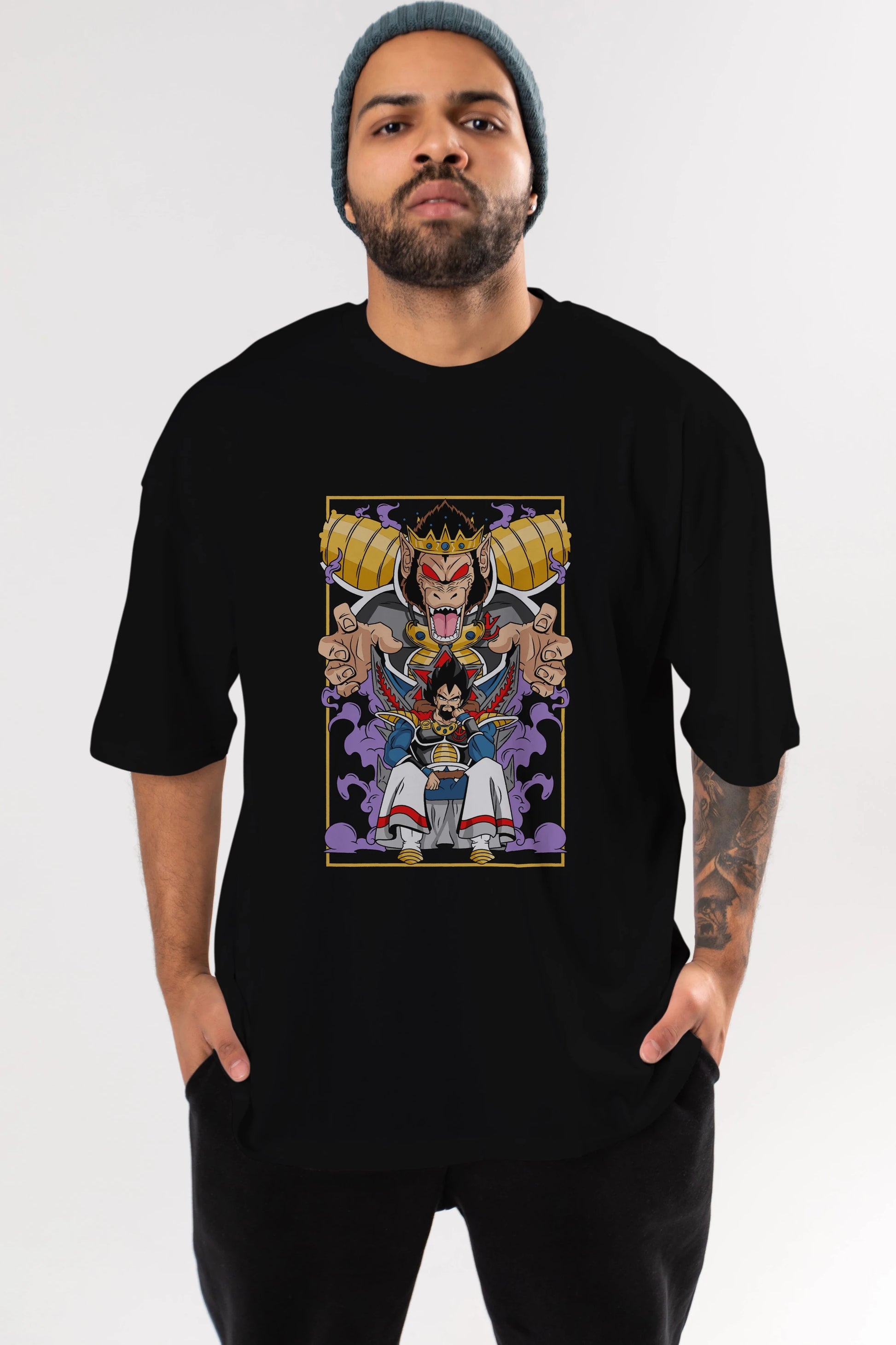 DragonBall ReyVegeta Anime Ön Baskılı Oversize t-shirt %100 pamuk Erkek Kadın Unisex