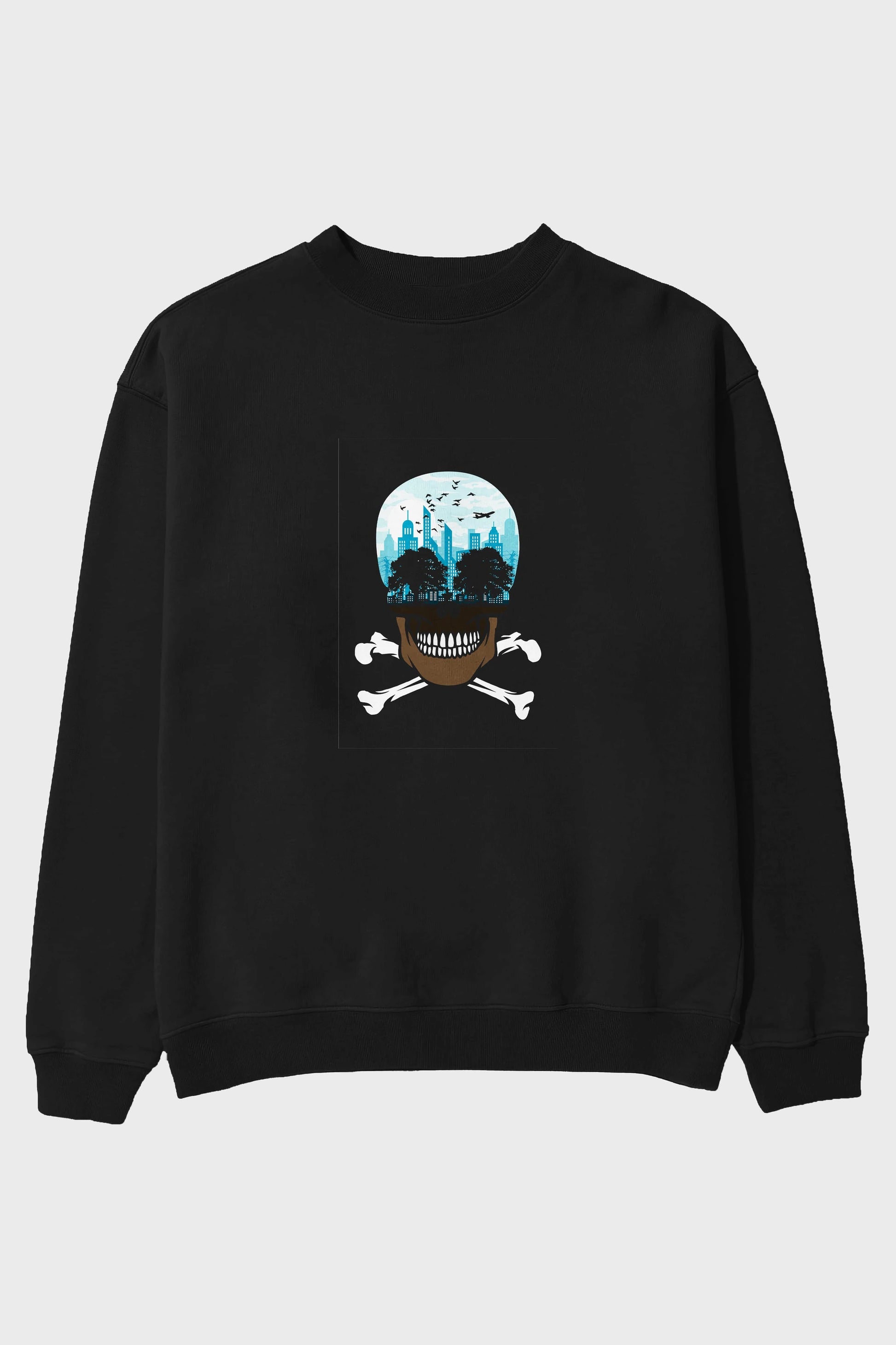 Death City Ön Baskılı Oversize Sweatshirt Erkek Kadın Unisex