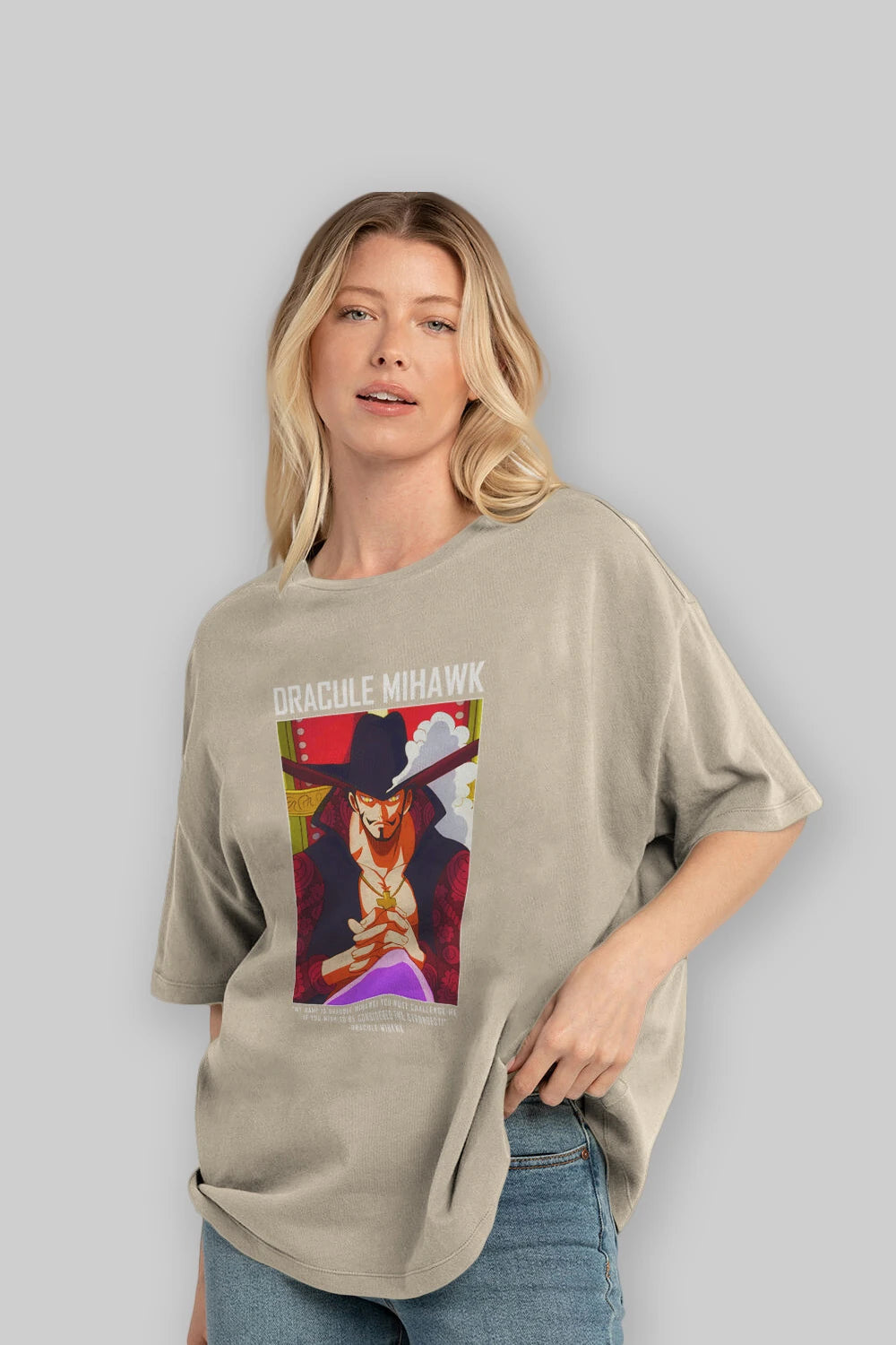 Dracule Mihawk Anime Ön Baskılı Oversize t-shirt Erkek Kadın Unisex