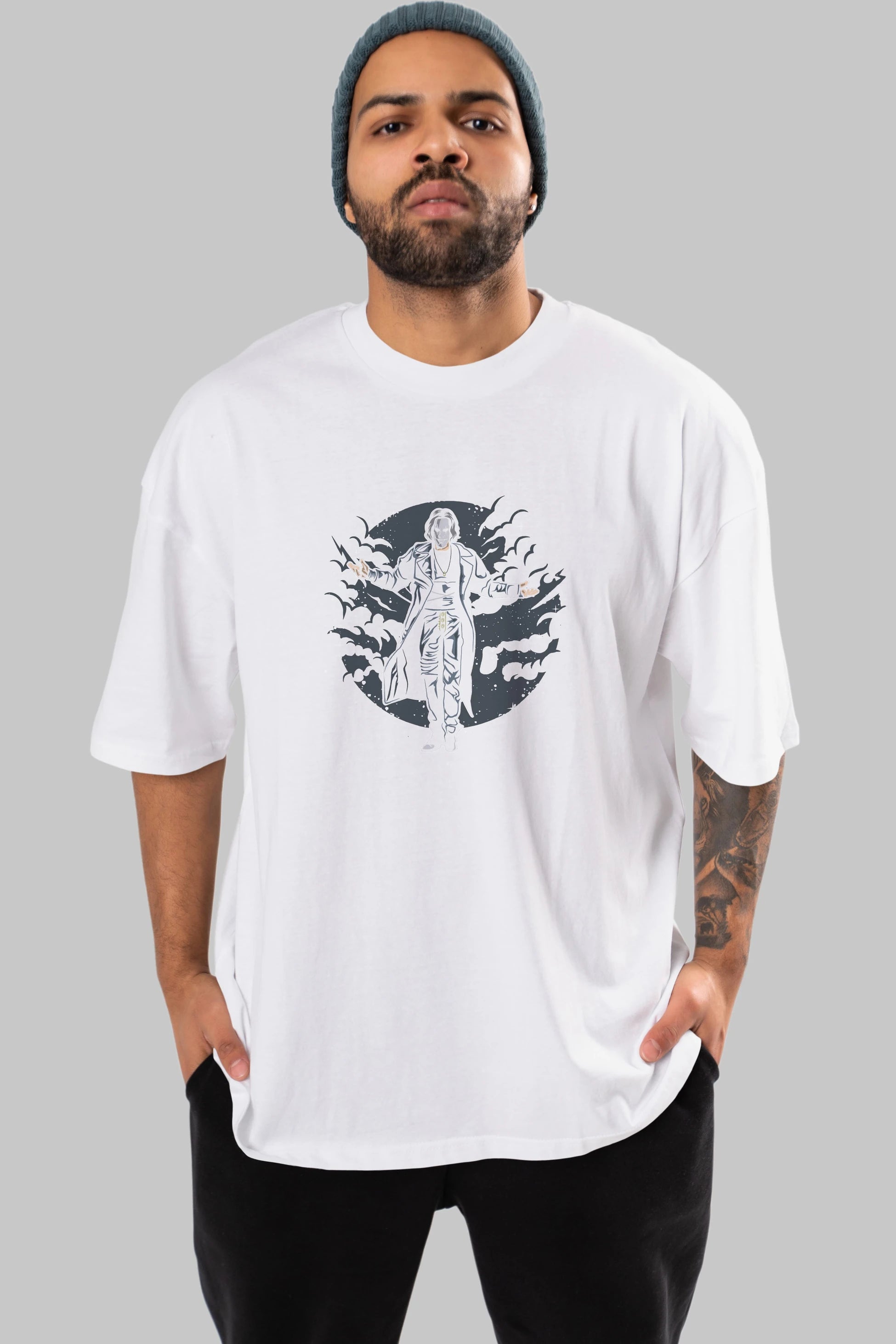 The Crow Ön Baskılı Oversize t-shirt Erkek Kadın Unisex %100 Pamuk tişort