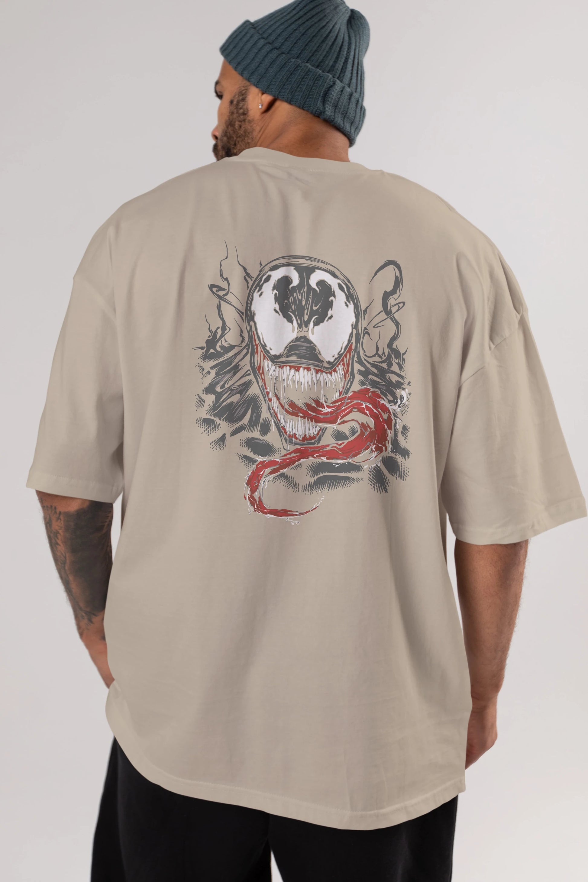 Venom (18) Arka Baskılı Oversize t-shirt Erkek Kadın Unisex %100 Pamuk Bisiklet Yaka tişort