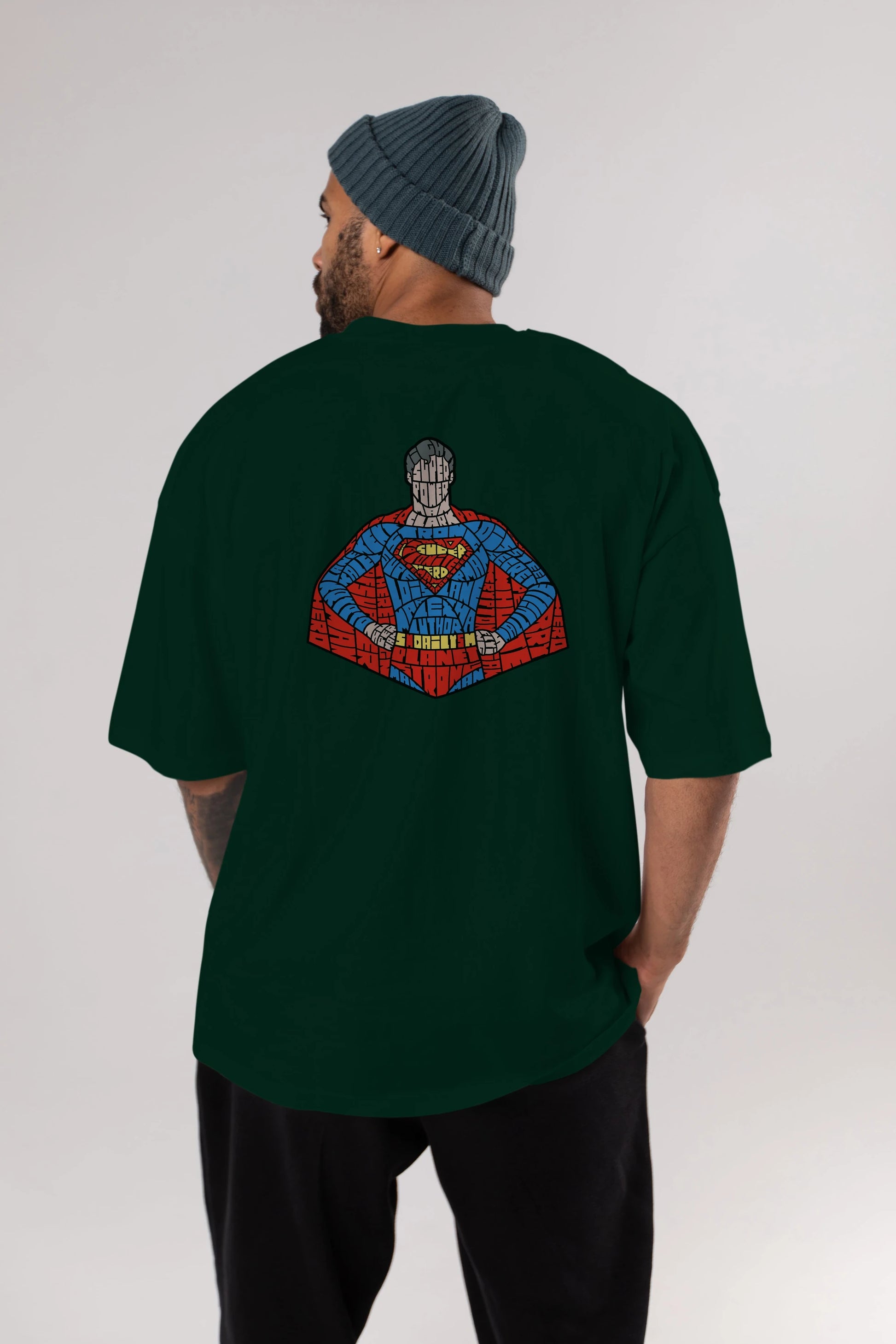 Kryptonian Arka Baskılı Oversize t-shirt %100 pamuk Erkek Kadın Unisex