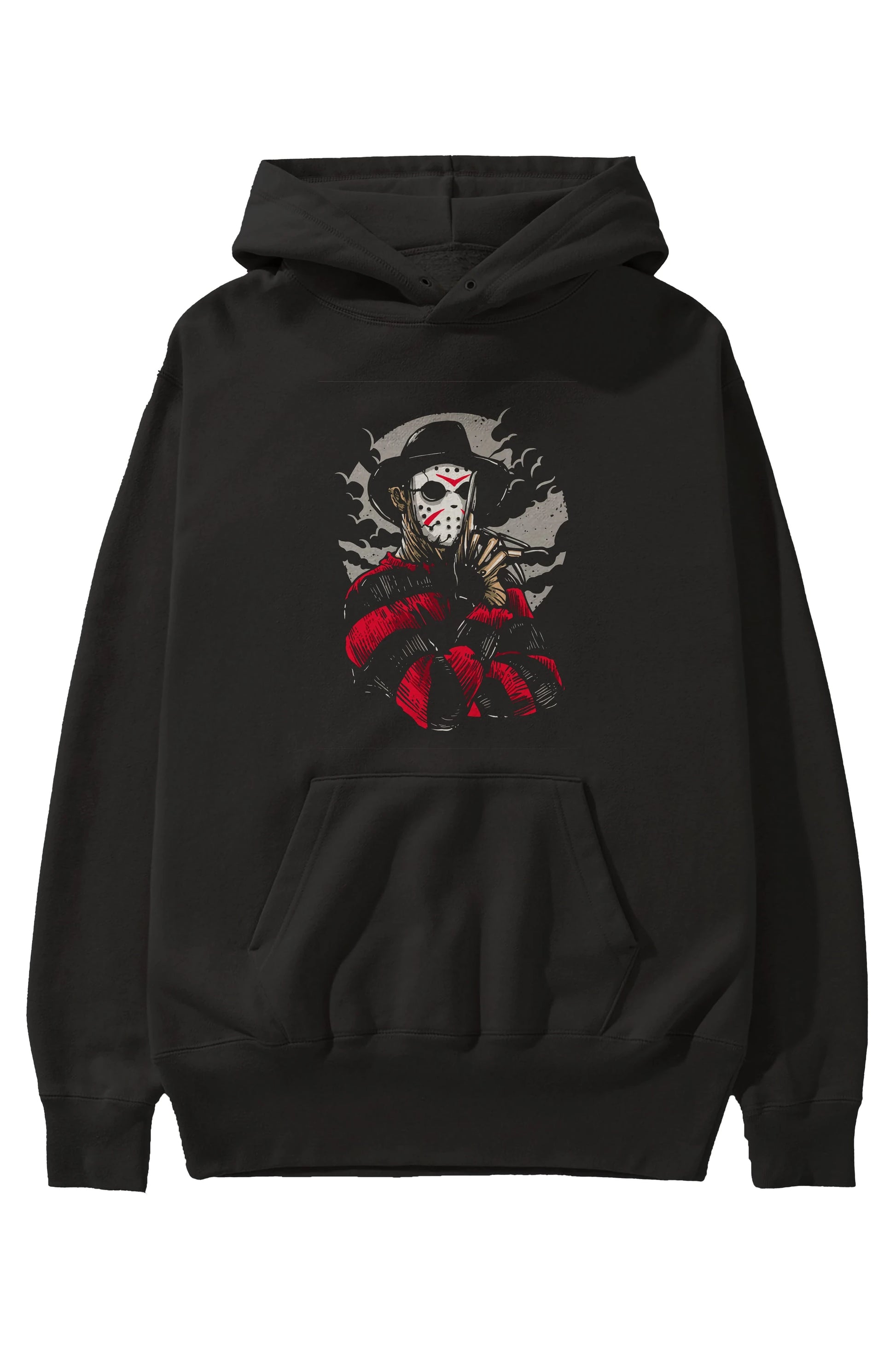 Freddy VS Jason (2) Ön Baskılı Hoodie Oversize Kapüşonlu Sweatshirt Erkek Kadın Unisex