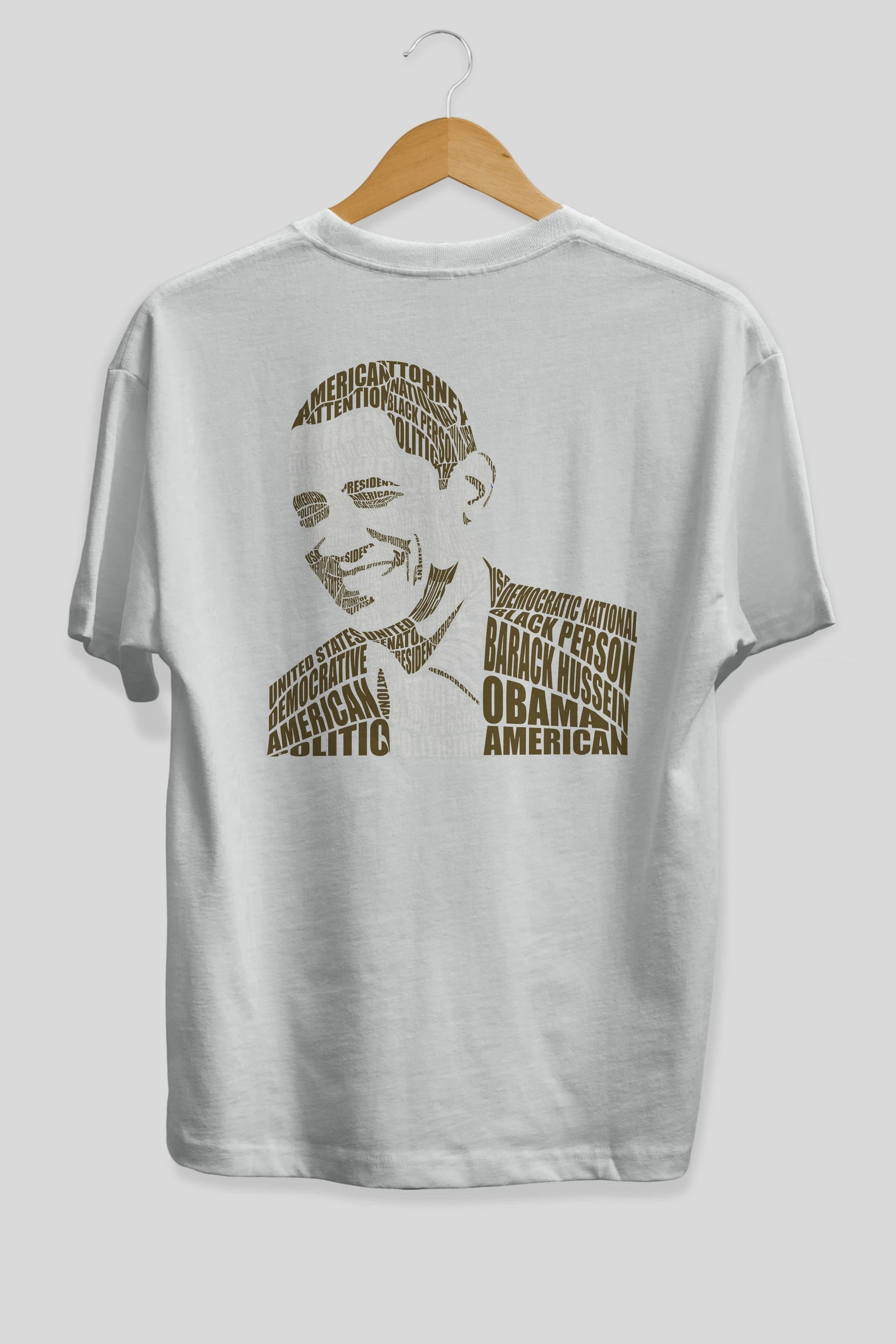 Obama Calligram Arka Baskılı Oversize t-shirt %100 pamuk Erkek Kadın Unisex