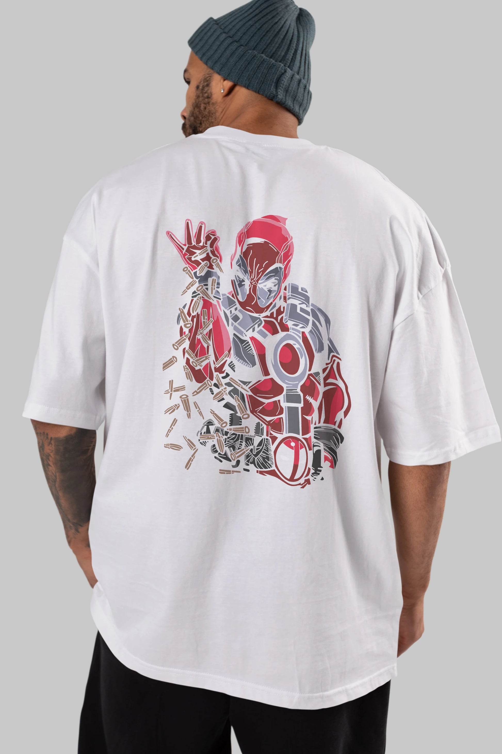 Deadpool (2) Arka Baskılı Oversize t-shirt Erkek Kadın Unisex %100 Pamuk Bisiklet Yaka tişort