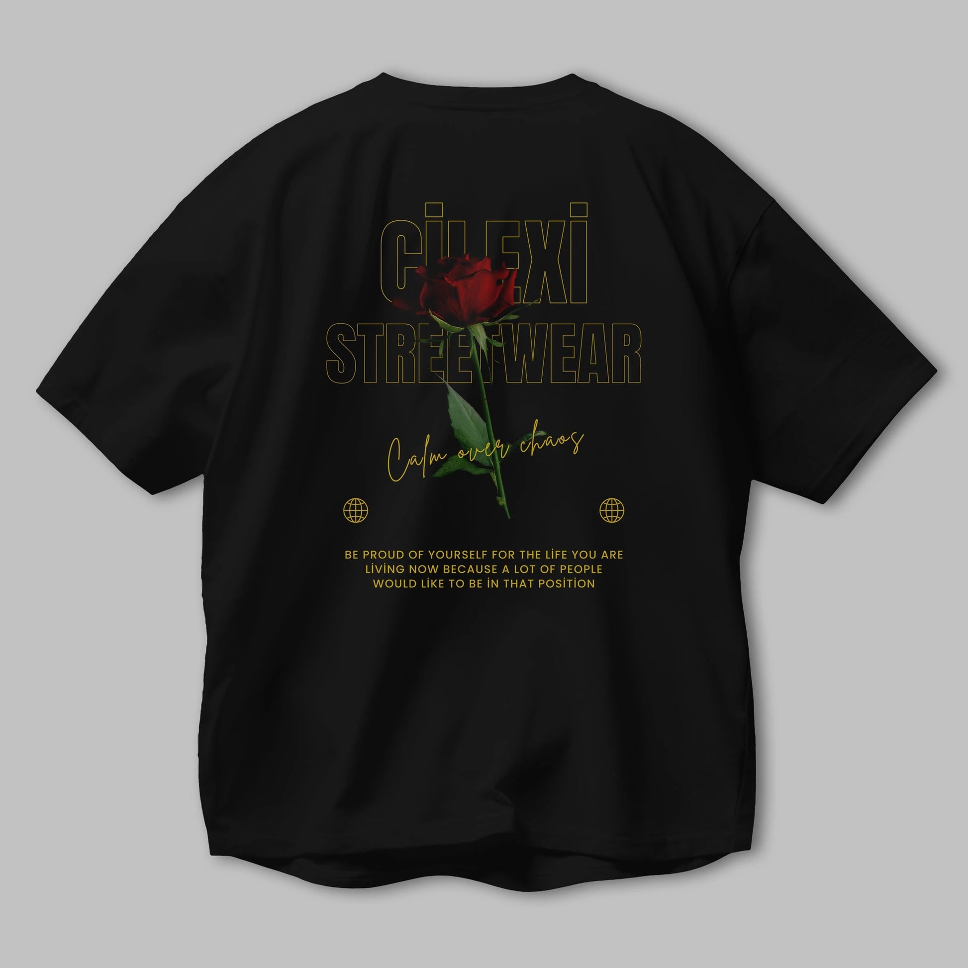 Rose Cilexi Streetwear Arka Baskılı Oversize t-shirt Erkek Kadın Unisex