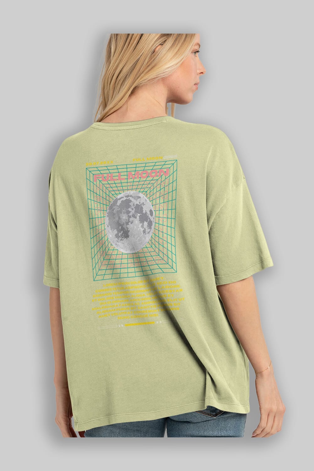Full Moon Yazılı Arka Baskılı Oversize t-shirt Erkek Kadın Unisex
