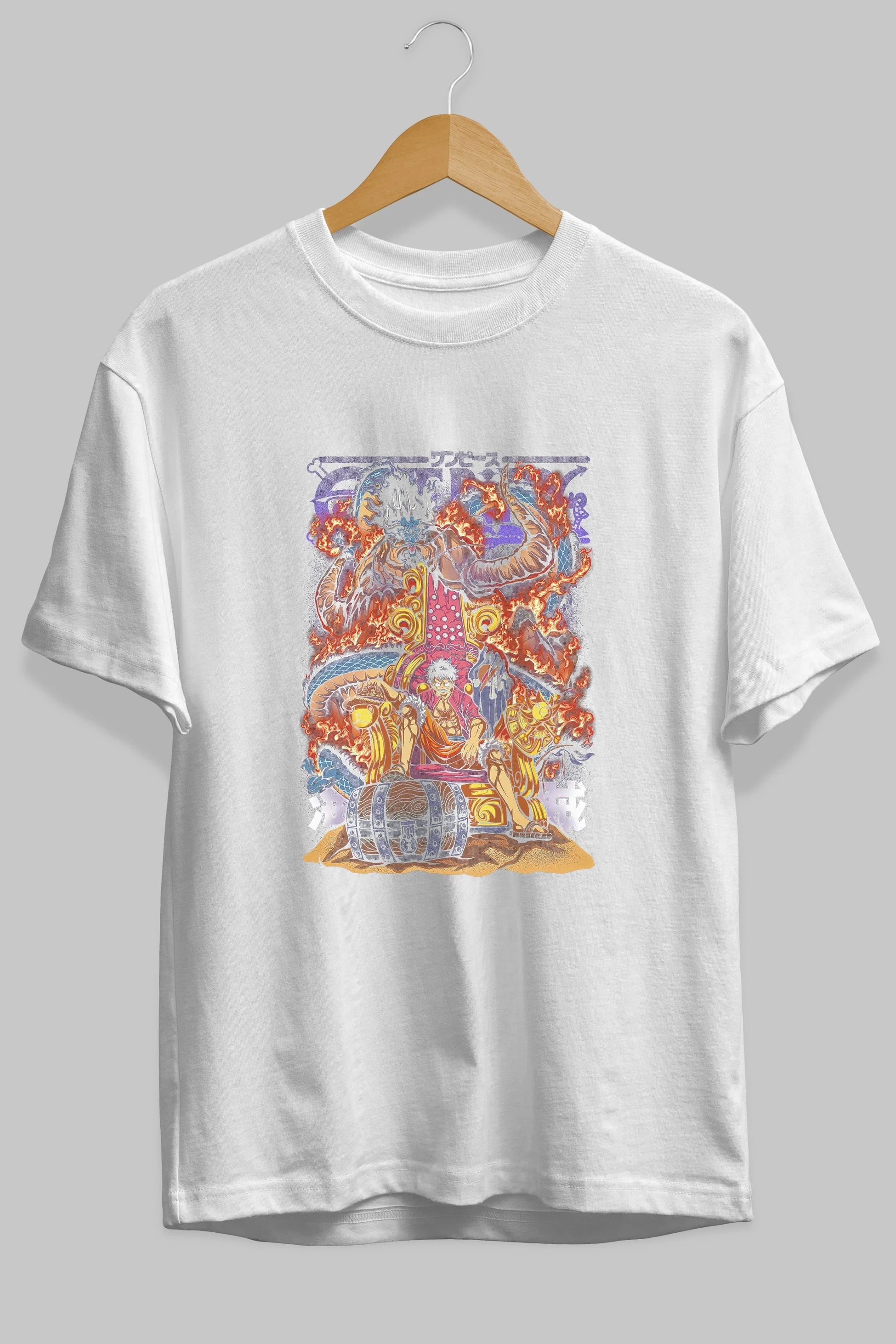 MONKEY D. LUFFY 1 Anime Ön Baskılı Oversize t-shirt %100 pamuk Erkek Kadın Unisex