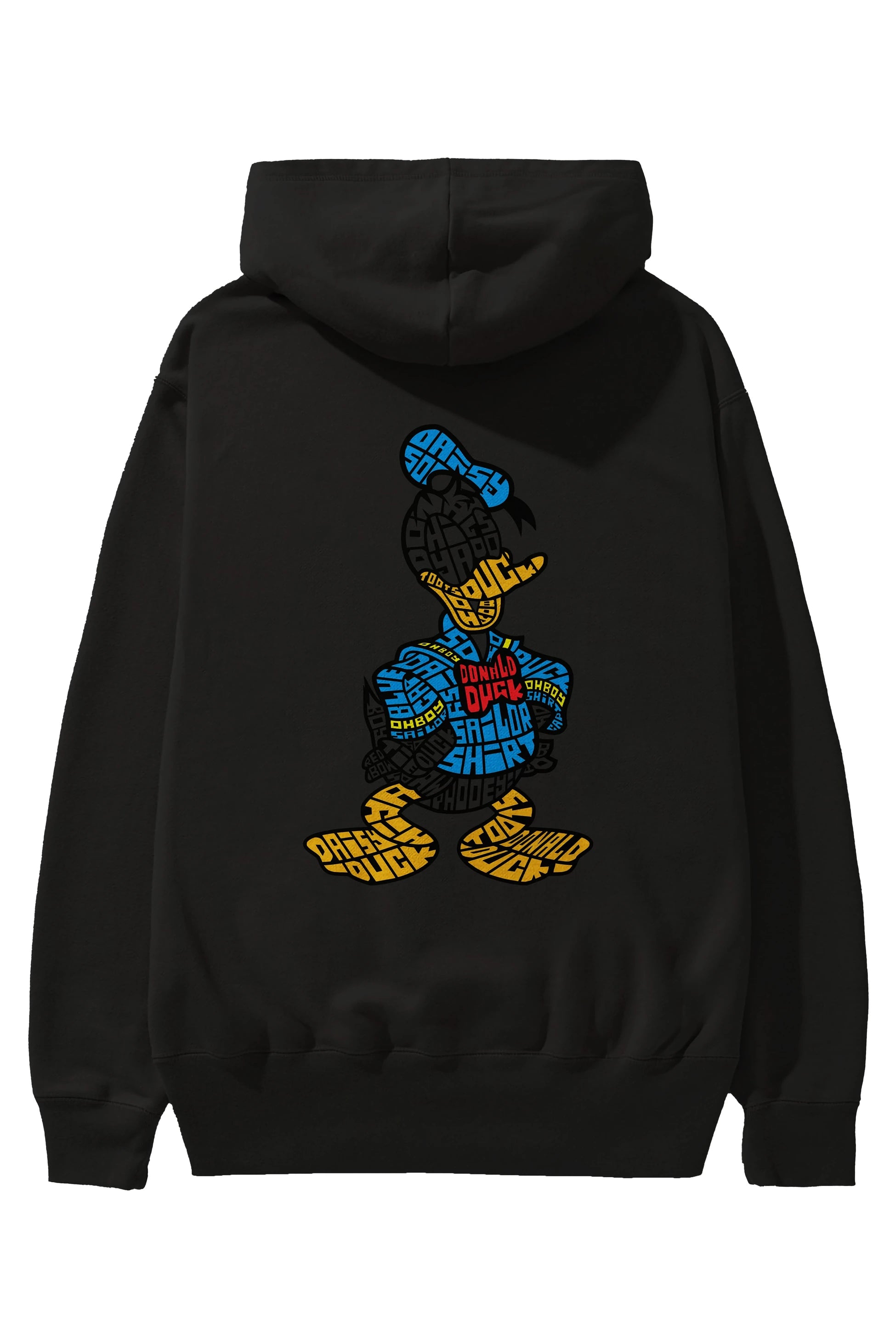Donald Arka Baskılı Hoodie Oversize Kapüşonlu Sweatshirt Erkek Kadın Unisex