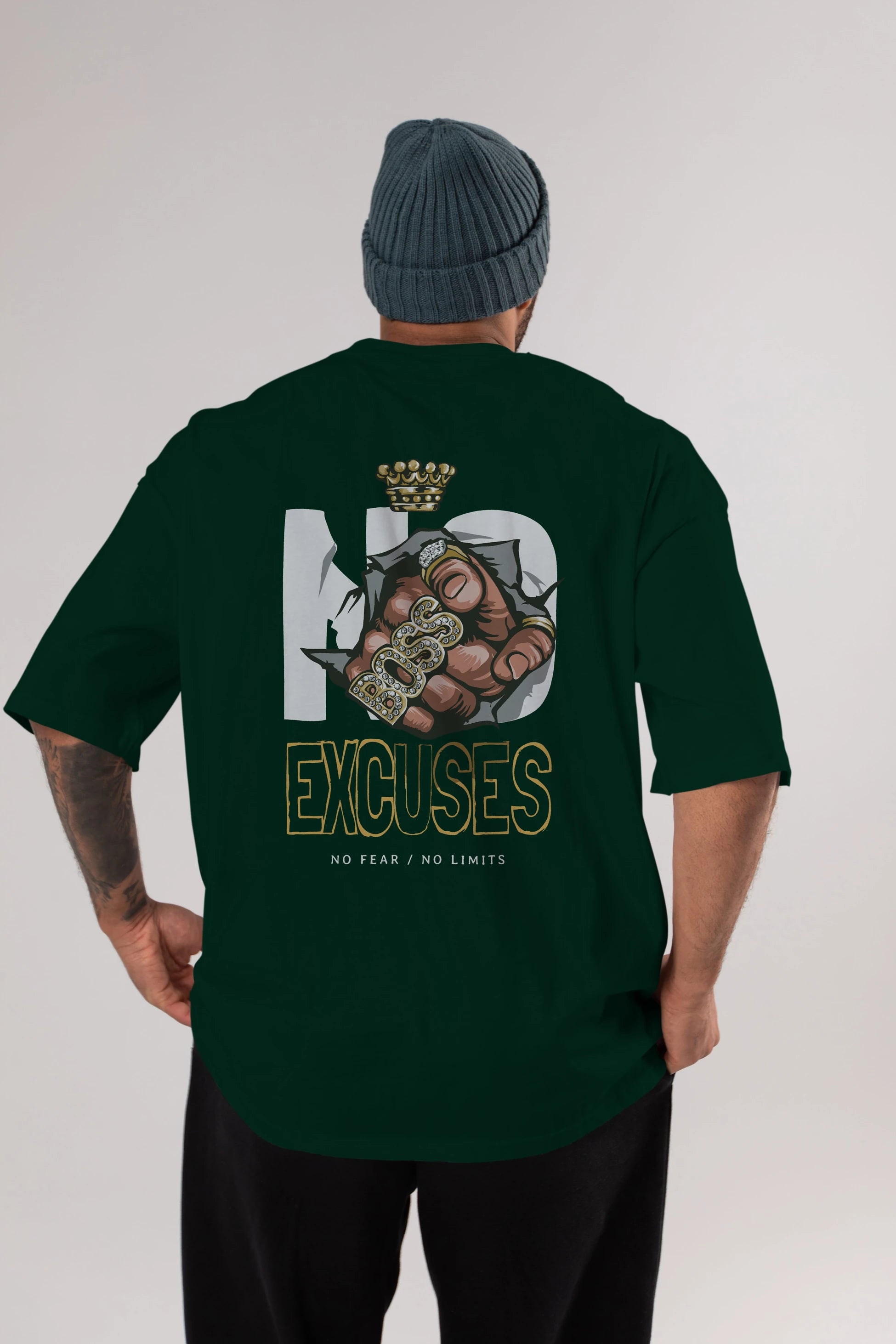 No Excuses Arka Baskılı Oversize t-shirt Erkek Kadın Unisex