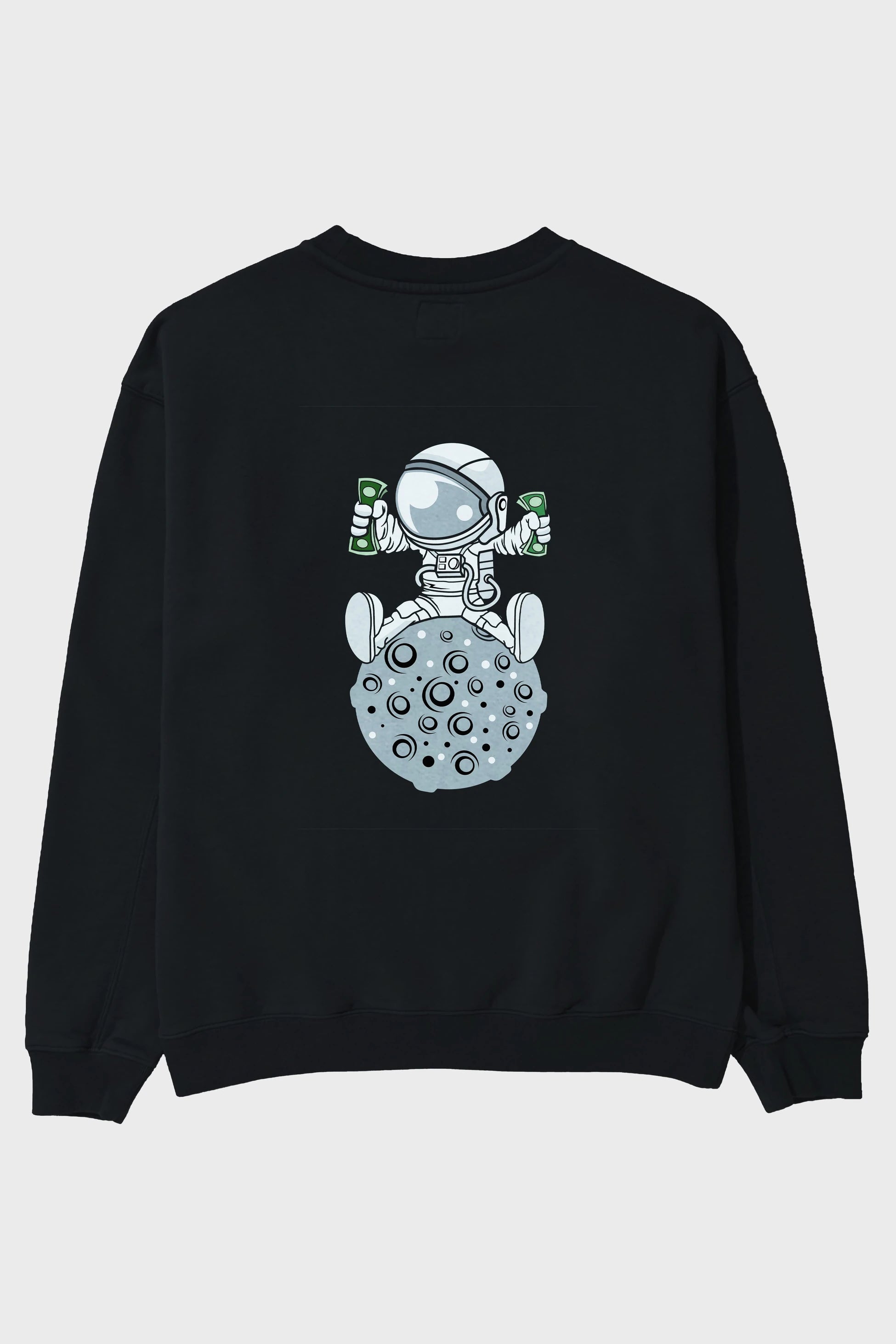 Astronaut Dollar Arka Baskılı Oversize Sweatshirt Erkek Kadın Unisex