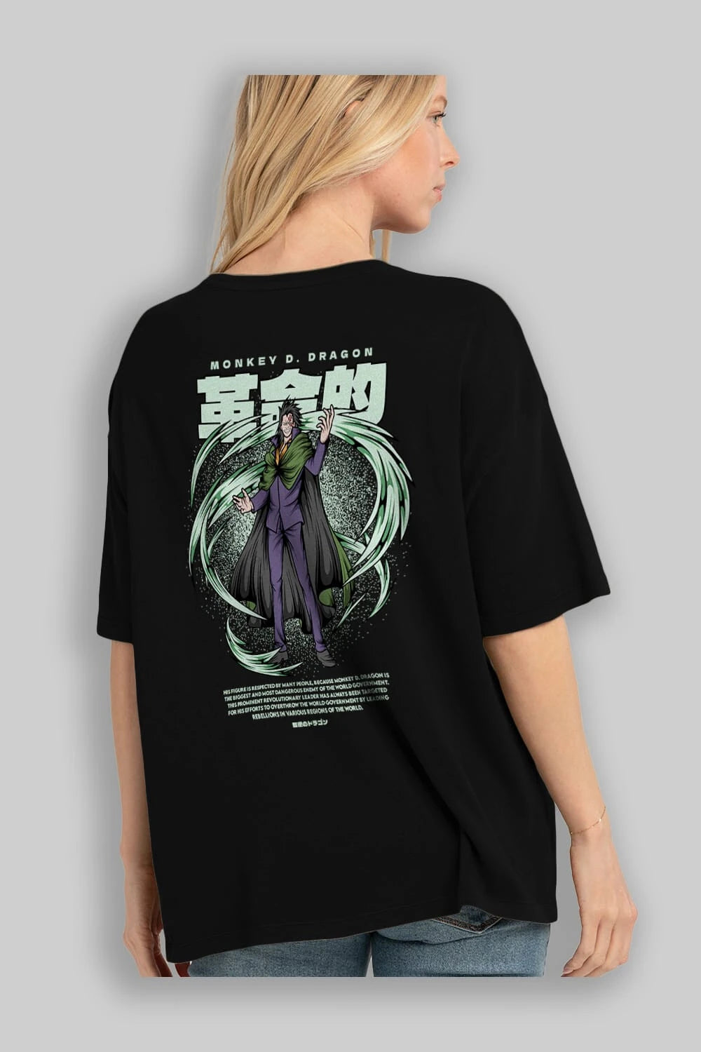 Monkey D. Dragon Anime Arka Baskılı Oversize t-shirt Erkek Kadın Unisex