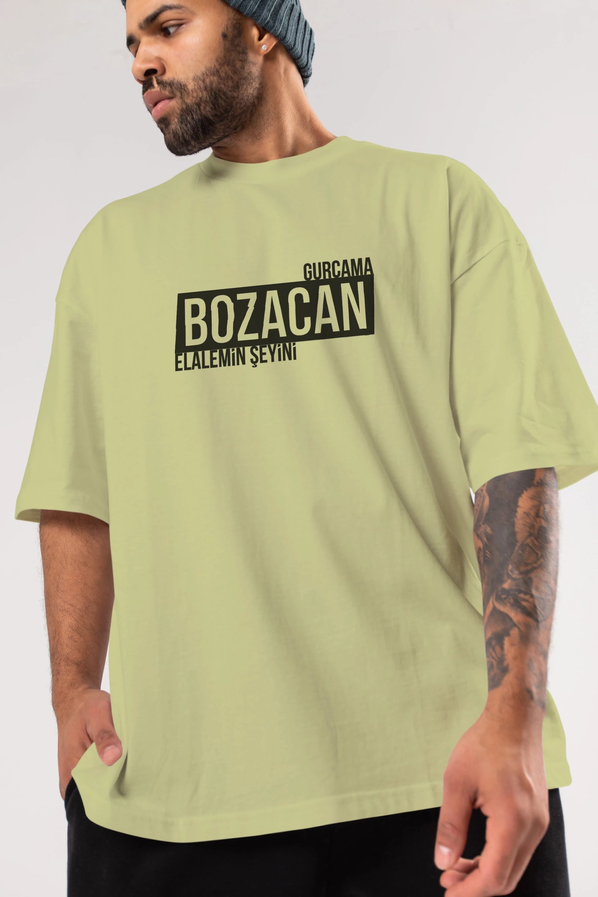 Gurcama Bozacan Elalemin Ön Baskılı Oversize t-shirt %100 pamuk Erkek Kadın Unisex