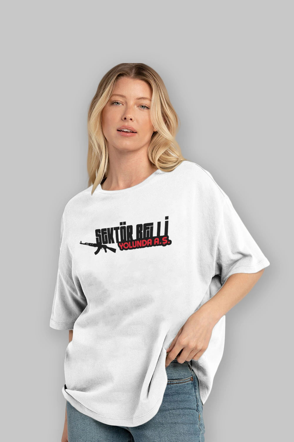 Sektör Belli Ön Baskılı Oversize t-shirt %100 pamuk Erkek Kadın Unisex