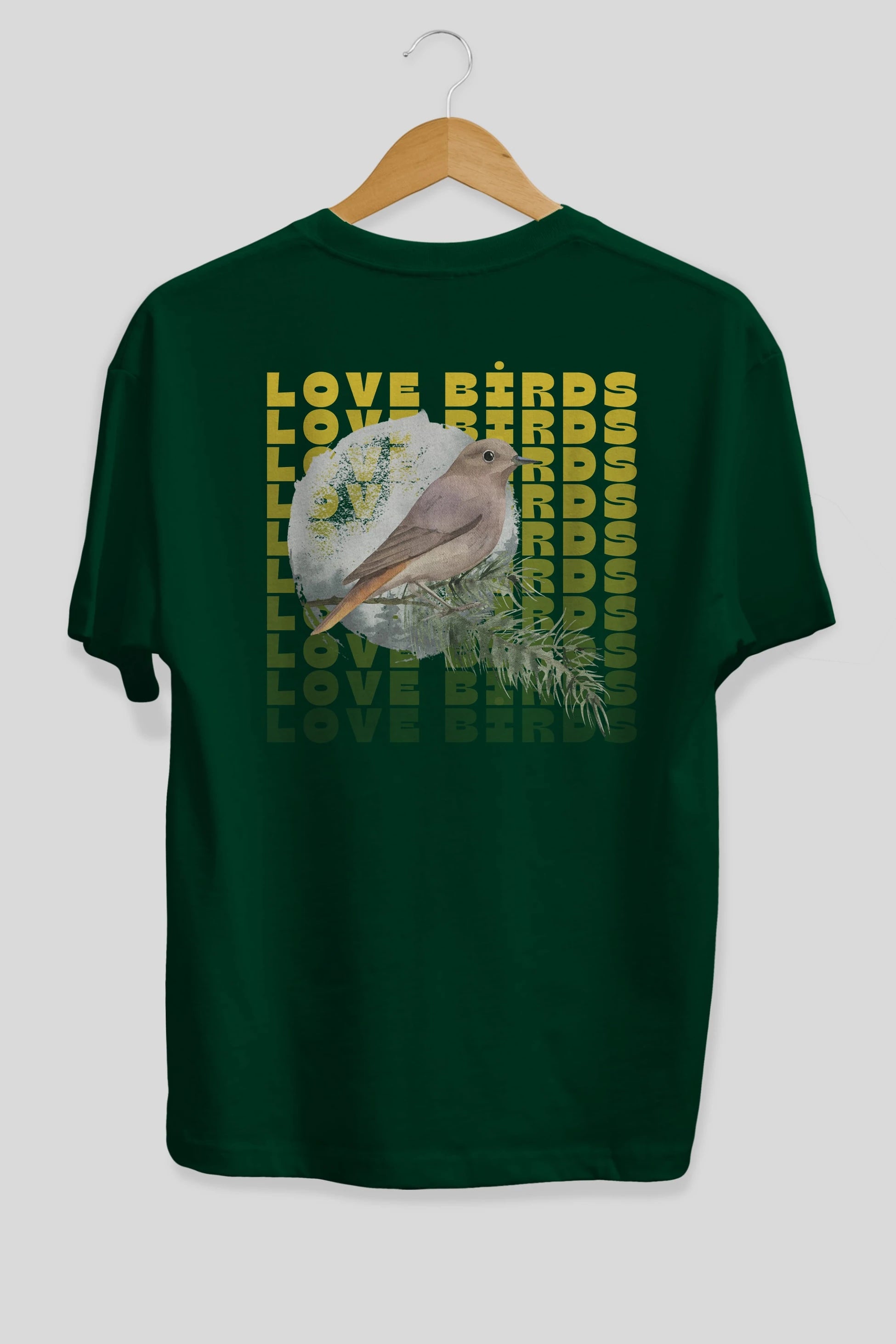 Love Birds Yazılı Arka Baskılı Oversize t-shirt Erkek Kadın Unisex