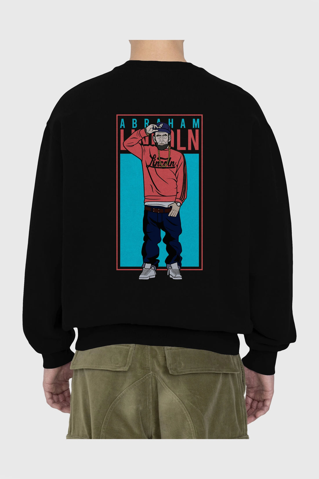 Abraham Lincoln Arka Baskılı Oversize Sweatshirt Erkek Kadın Unisex