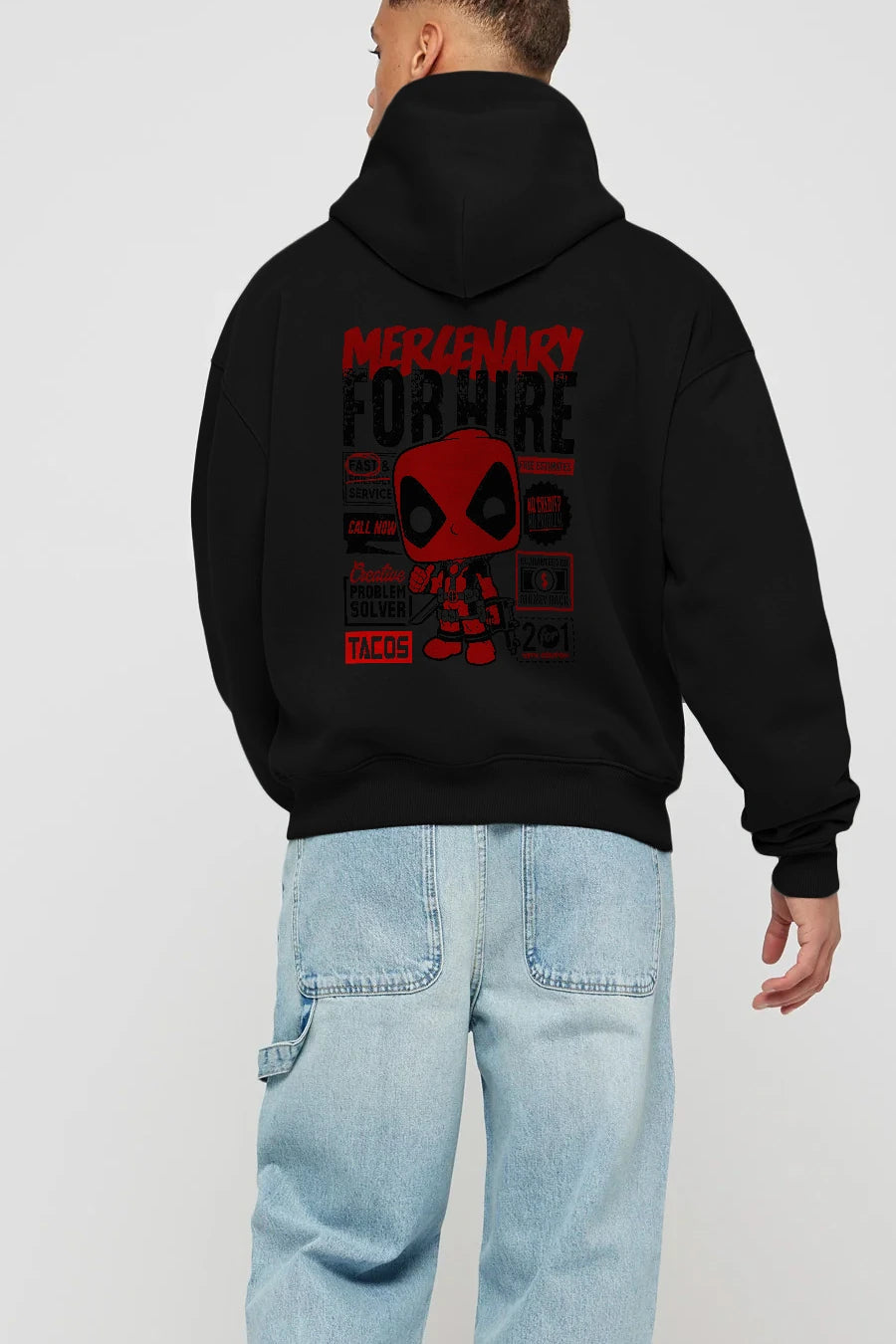 Deadpool (18) Arka Baskılı Hoodie Oversize Kapüşonlu Sweatshirt Erkek Kadın Unisex
