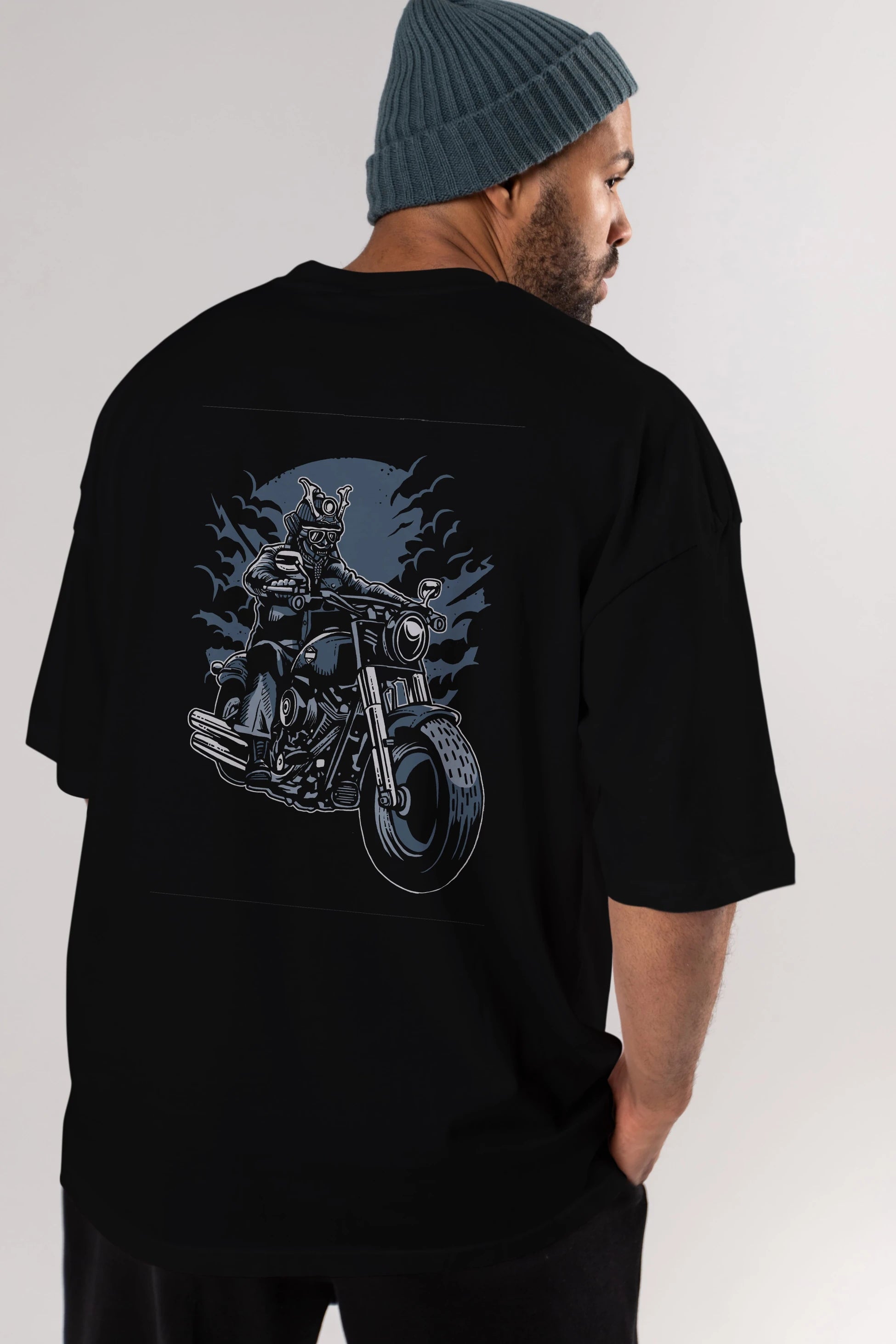 Samurai Ride Arka Baskılı Oversize t-shirt Erkek Kadın Unisex %100 Pamuk