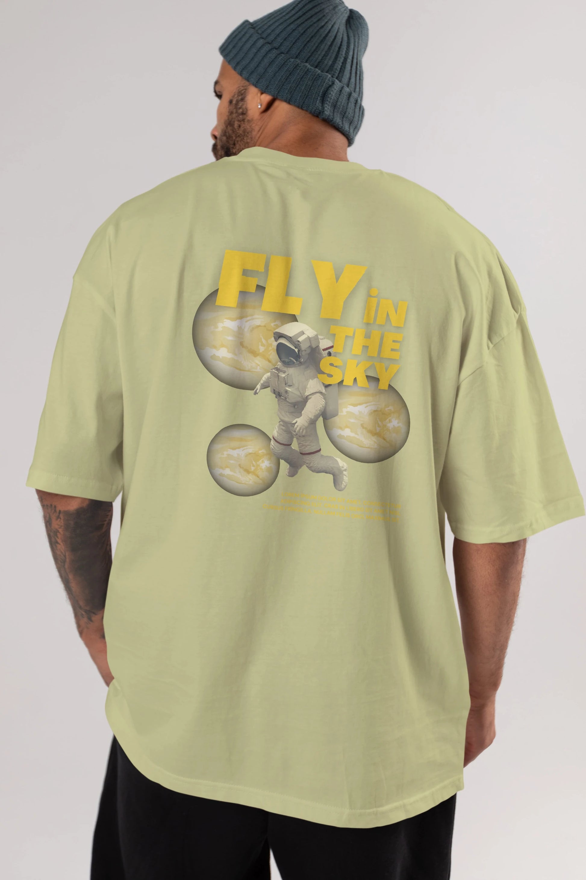 Fly in The Sky Arka Baskılı Oversize t-shirt Erkek Kadın Unisex