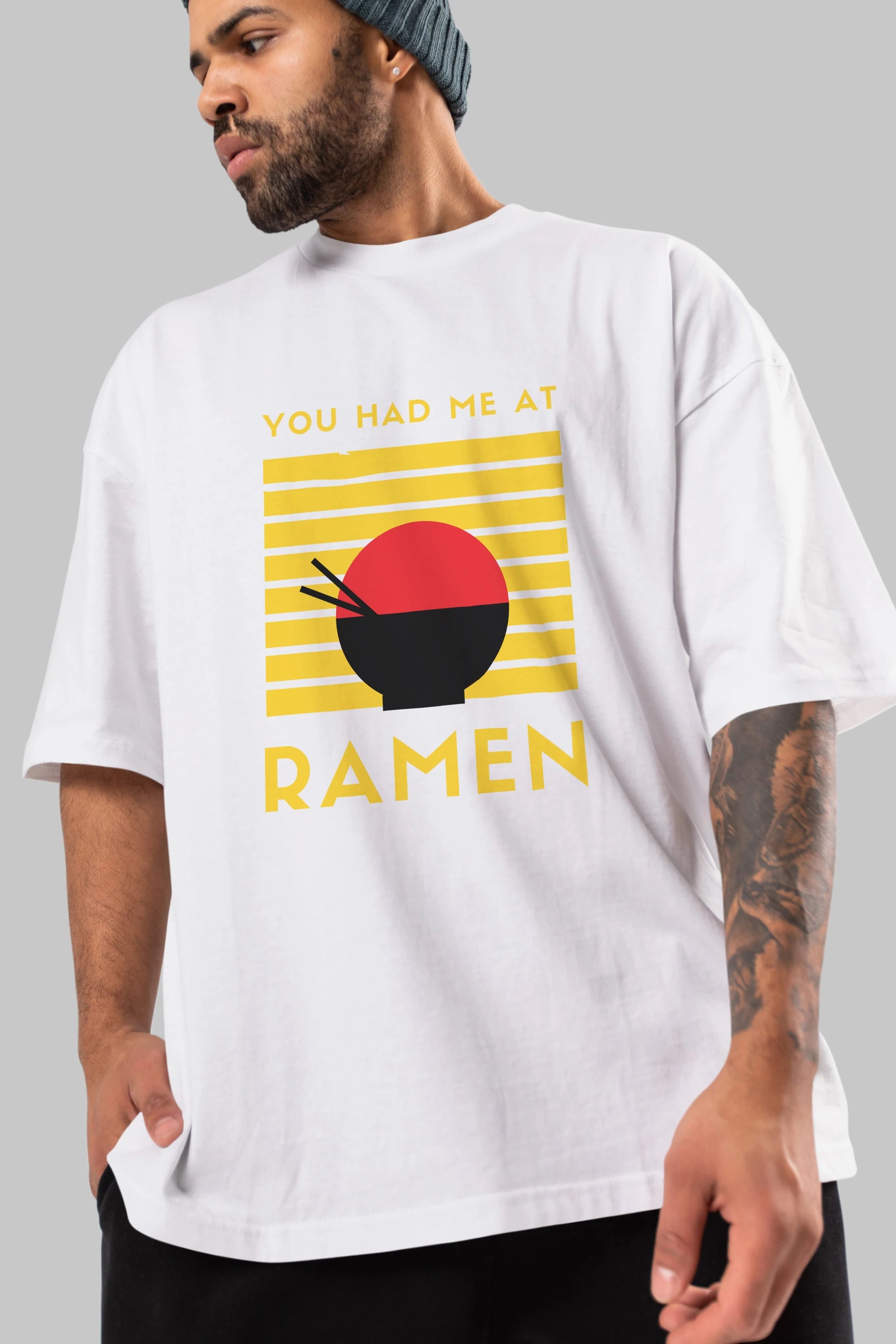 You Had me at Ramen Yazılı Ön Baskılı Oversize t-shirt Erkek Kadın Unisex