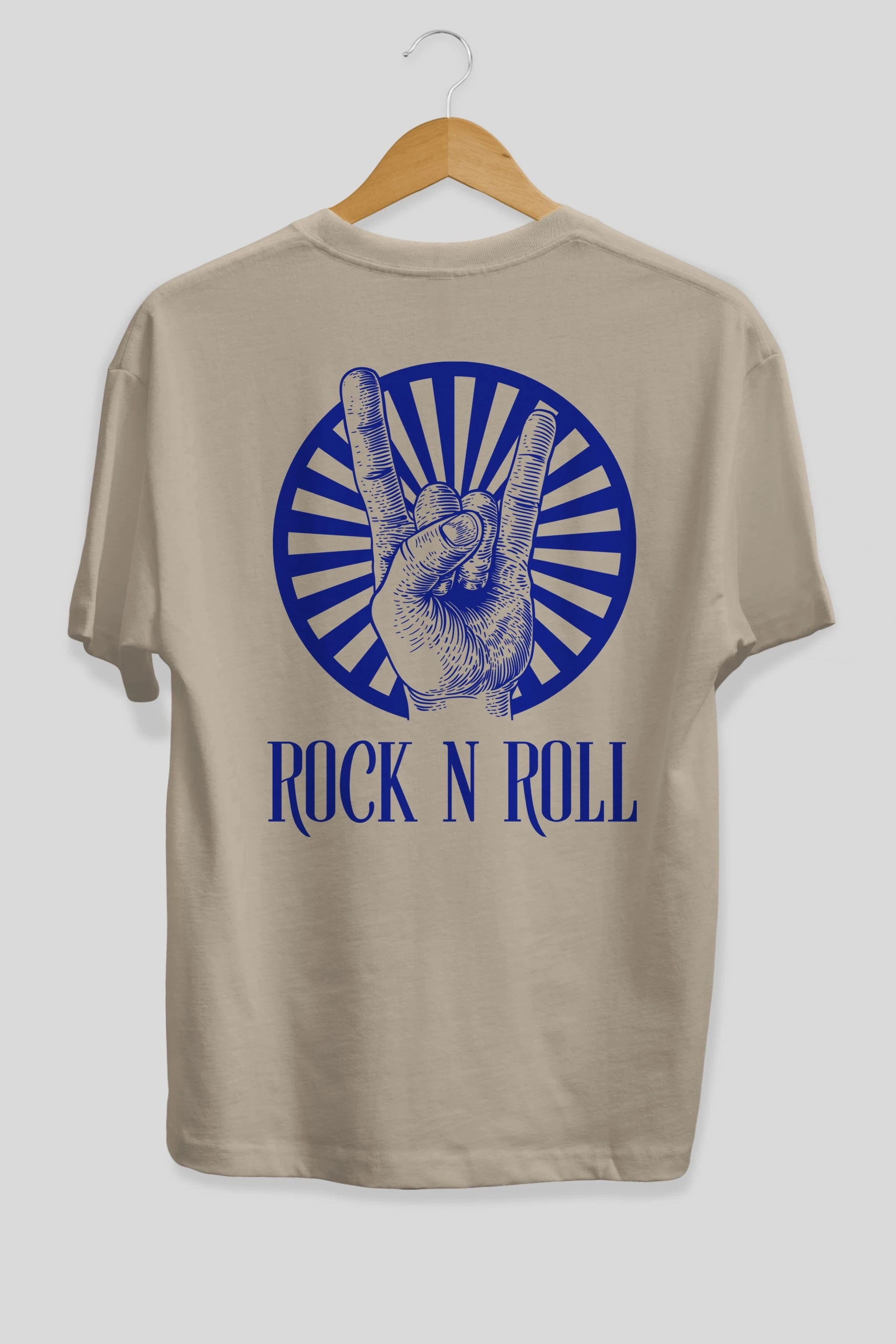 Rock N Roll Yazılı Arka Baskılı Oversize t-shirt Erkek Kadın Unisex