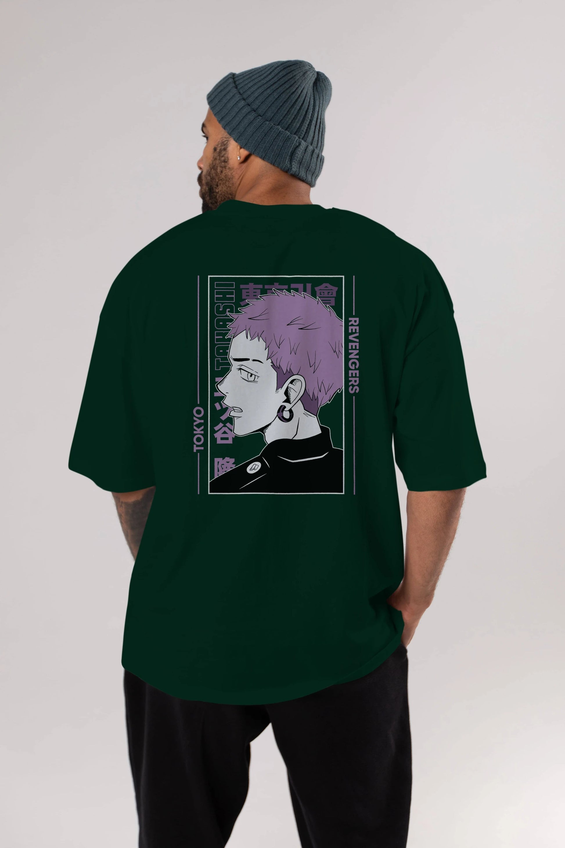 Takashi Mitsuya Anime Arka Baskılı Oversize t-shirt Erkek Kadın Unisex