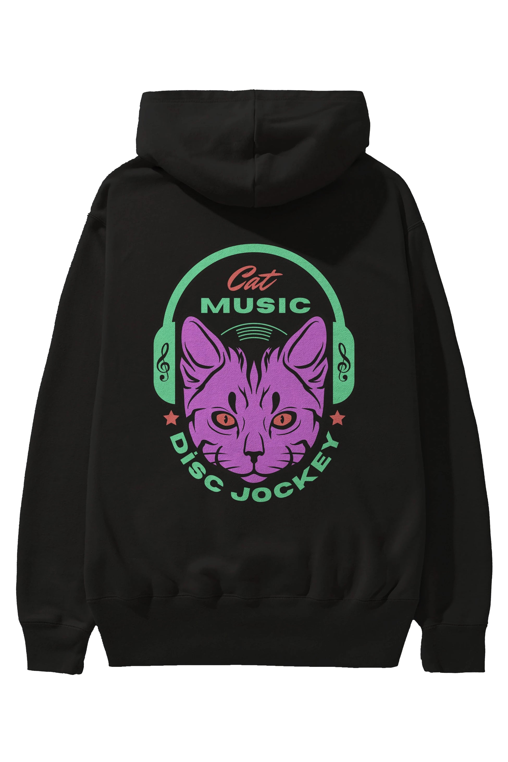 Cat Music Arka Baskılı Oversize Hoodie Kapüşonlu Sweatshirt Erkek Kadın Unisex