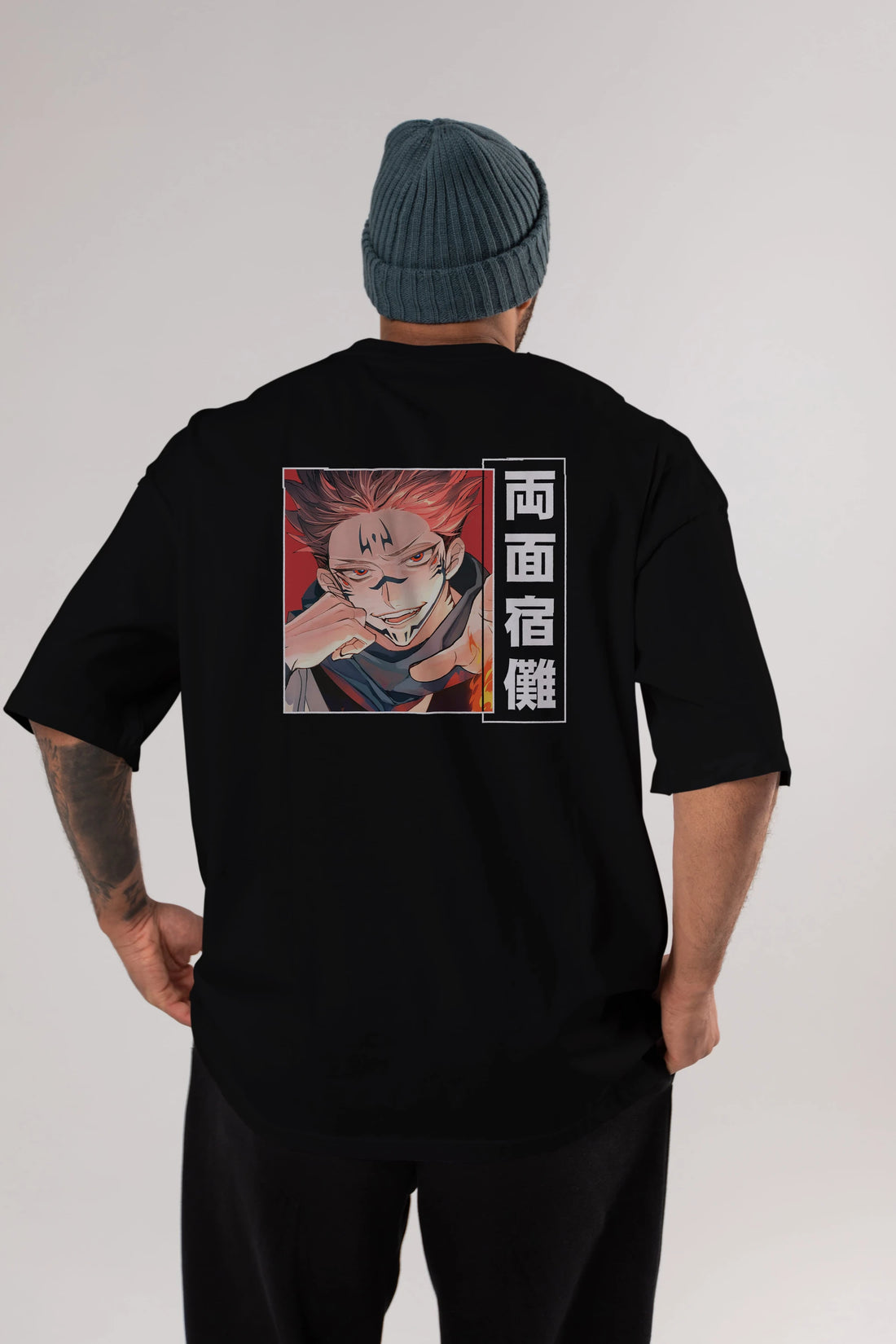 Sukuna Ryoumen 4 Anime Arka Baskılı Oversize t-shirt Erkek Kadın Unisex