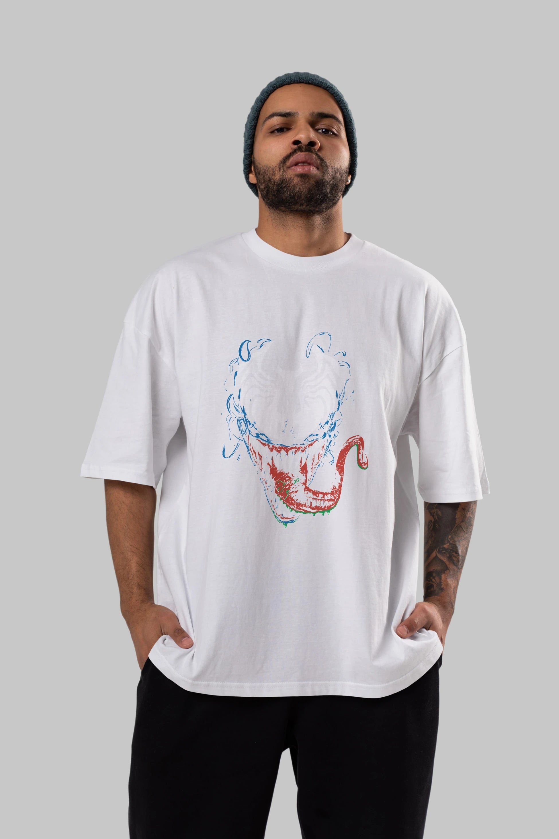 Venom (2) Ön Baskılı Oversize t-shirt Erkek Kadın Unisex %100 Pamuk Bisiklet Yaka tişort