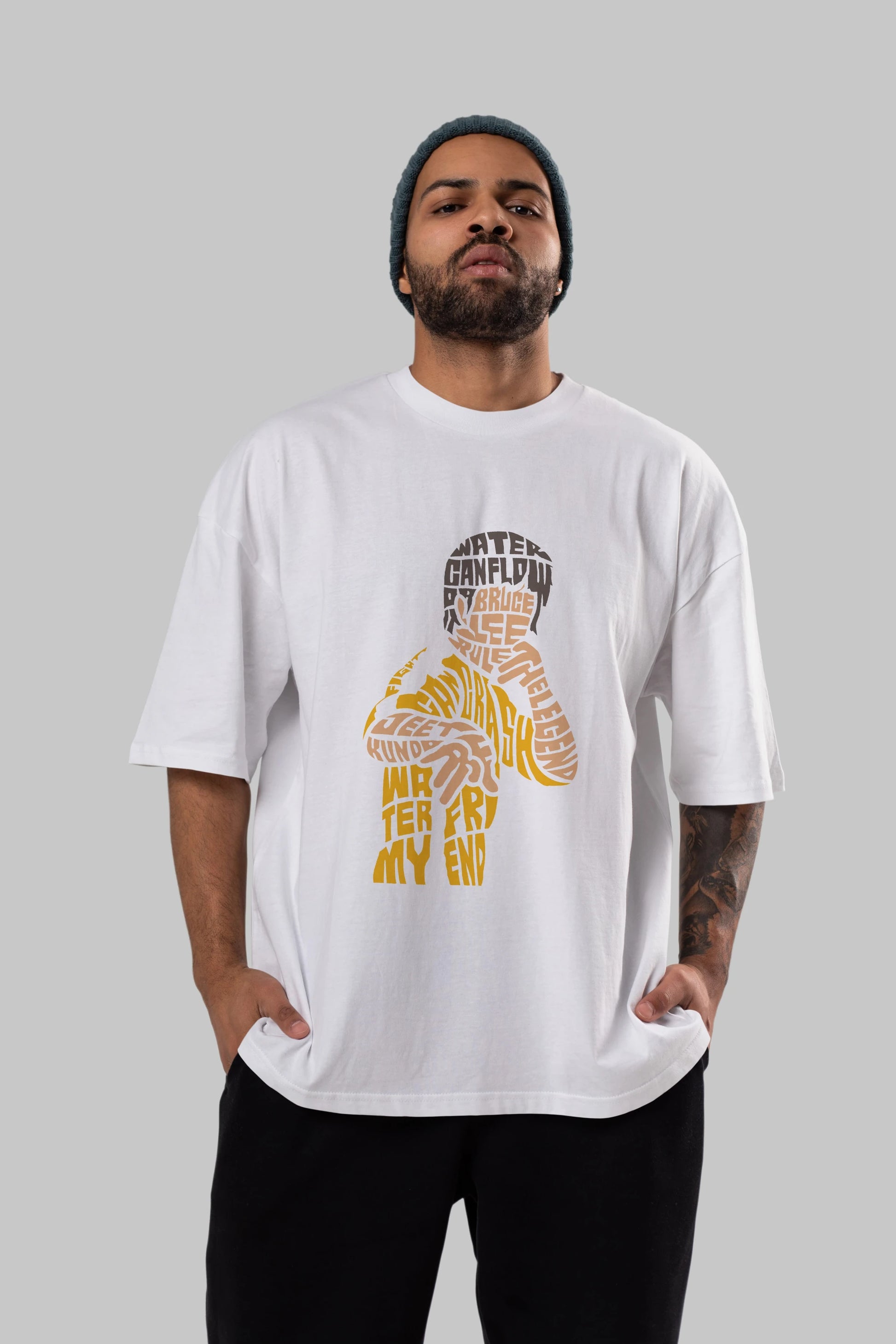 Bruce Lee Ön Baskılı Oversize t-shirt %100 pamuk Erkek Kadın Unisex