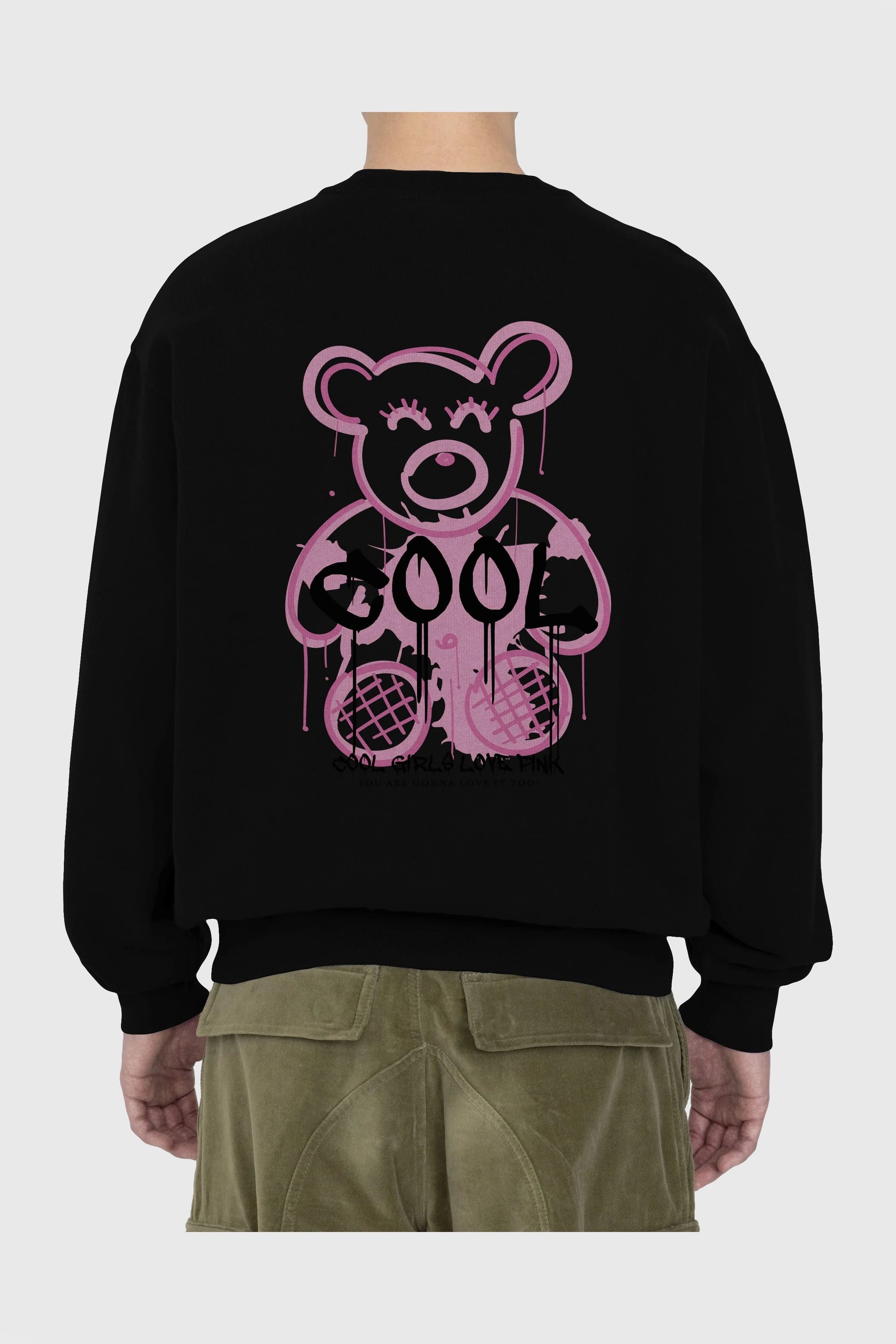 Cool Bear Arka Baskılı Oversize Sweatshirt Erkek Kadın Unisex