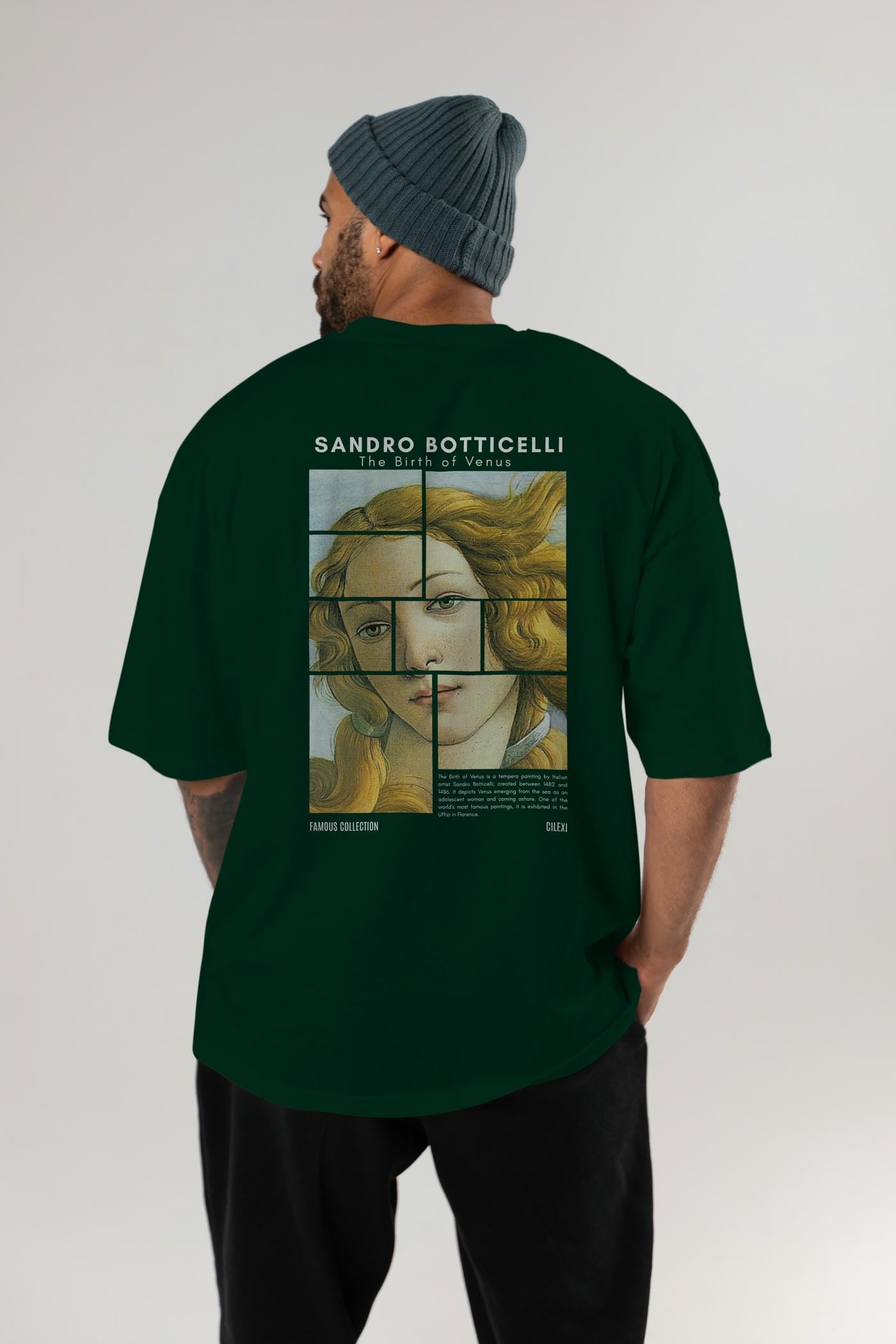 Sandro Botticelli Arka Baskılı Oversize t-shirt Erkek Kadın Bisiklet Yaka Pamuk tişort