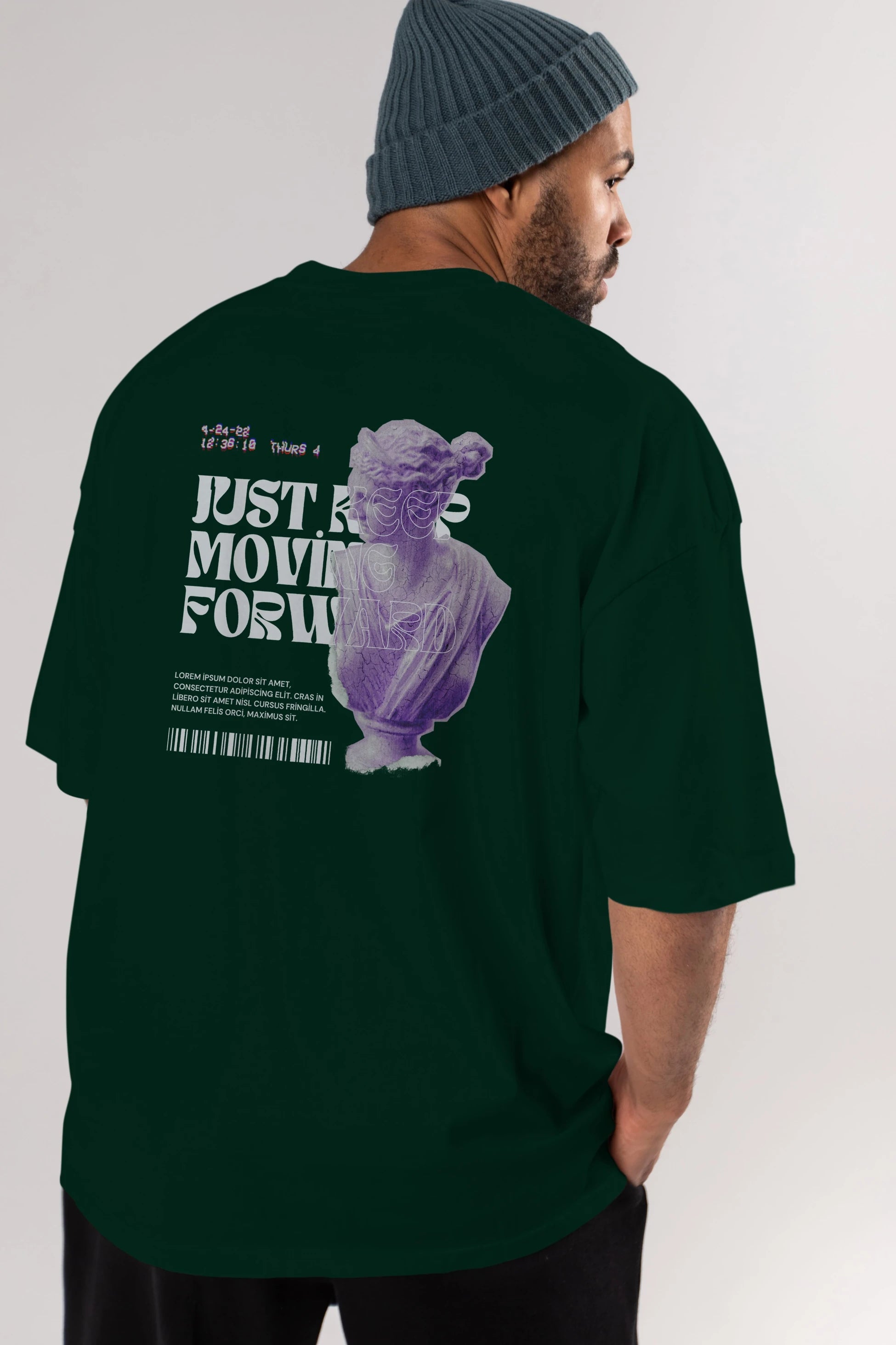 Just Keep Moving Forward Yazılı Arka Baskılı Oversize t-shirt Erkek Kadın Unisex