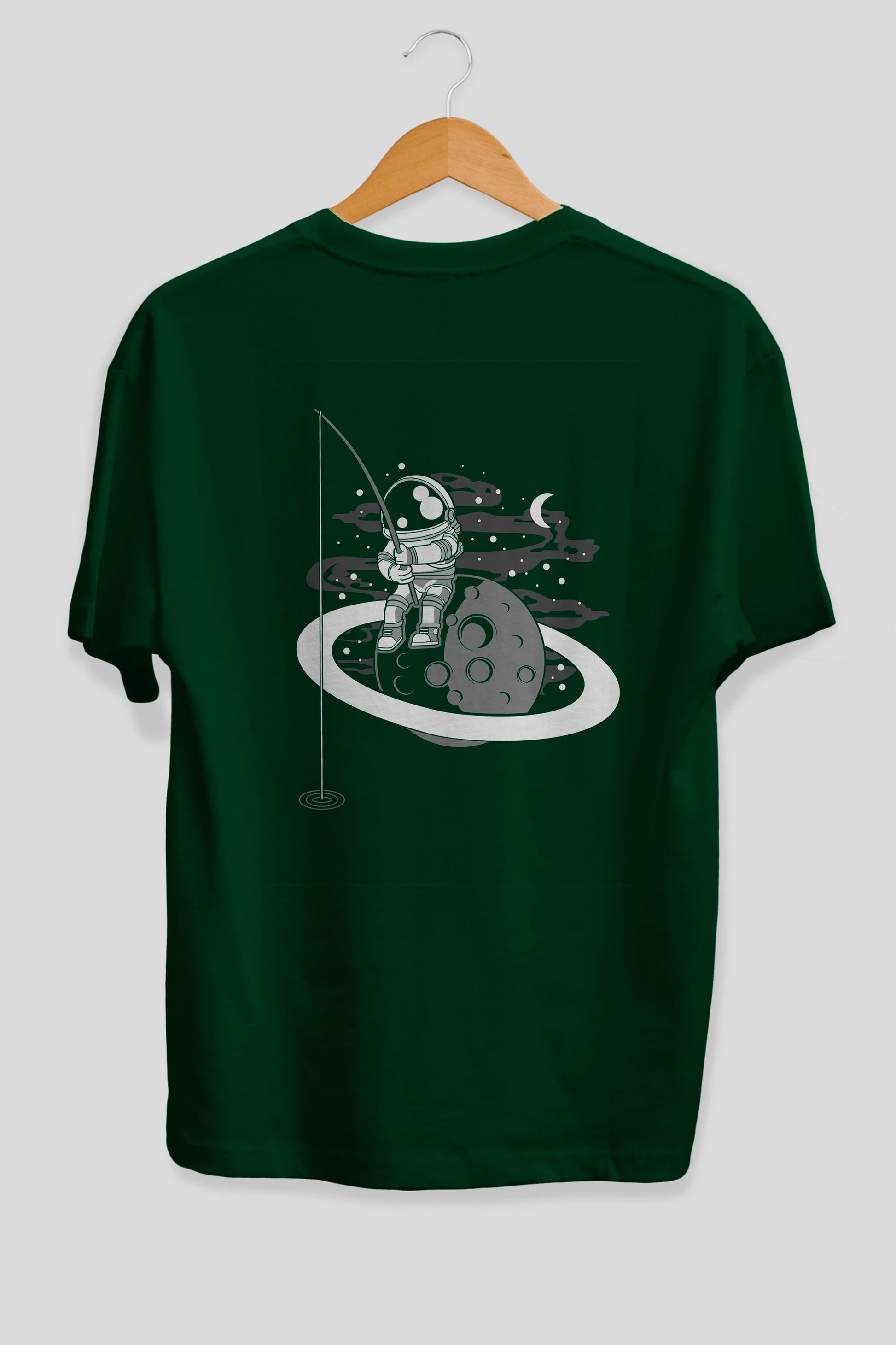 Astronaut  Fishing Arka Baskılı Oversize t-shirt Erkek Kadın Unisex