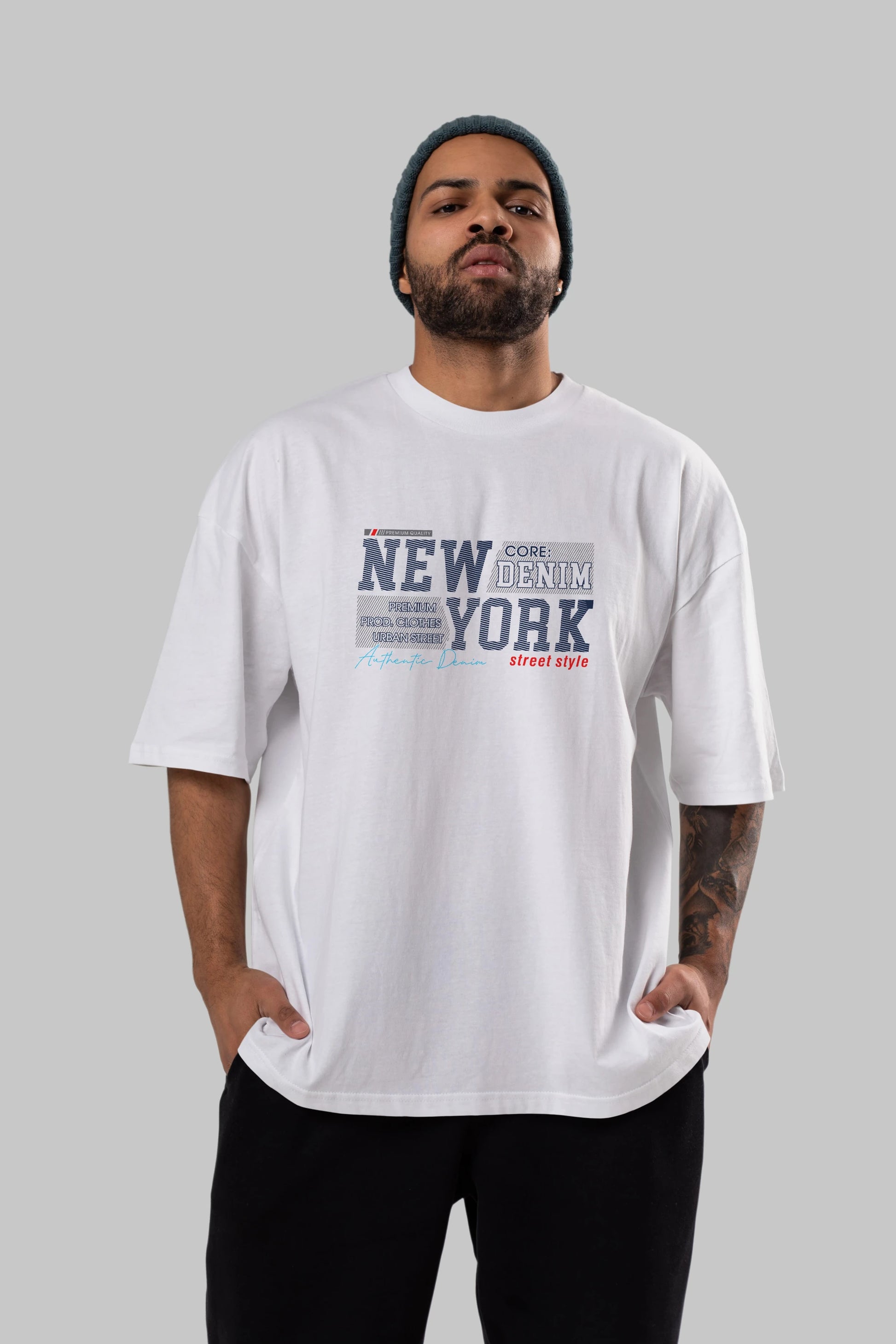 New York Street Ön Baskılı Oversize t-shirt Erkek Kadın Unisex