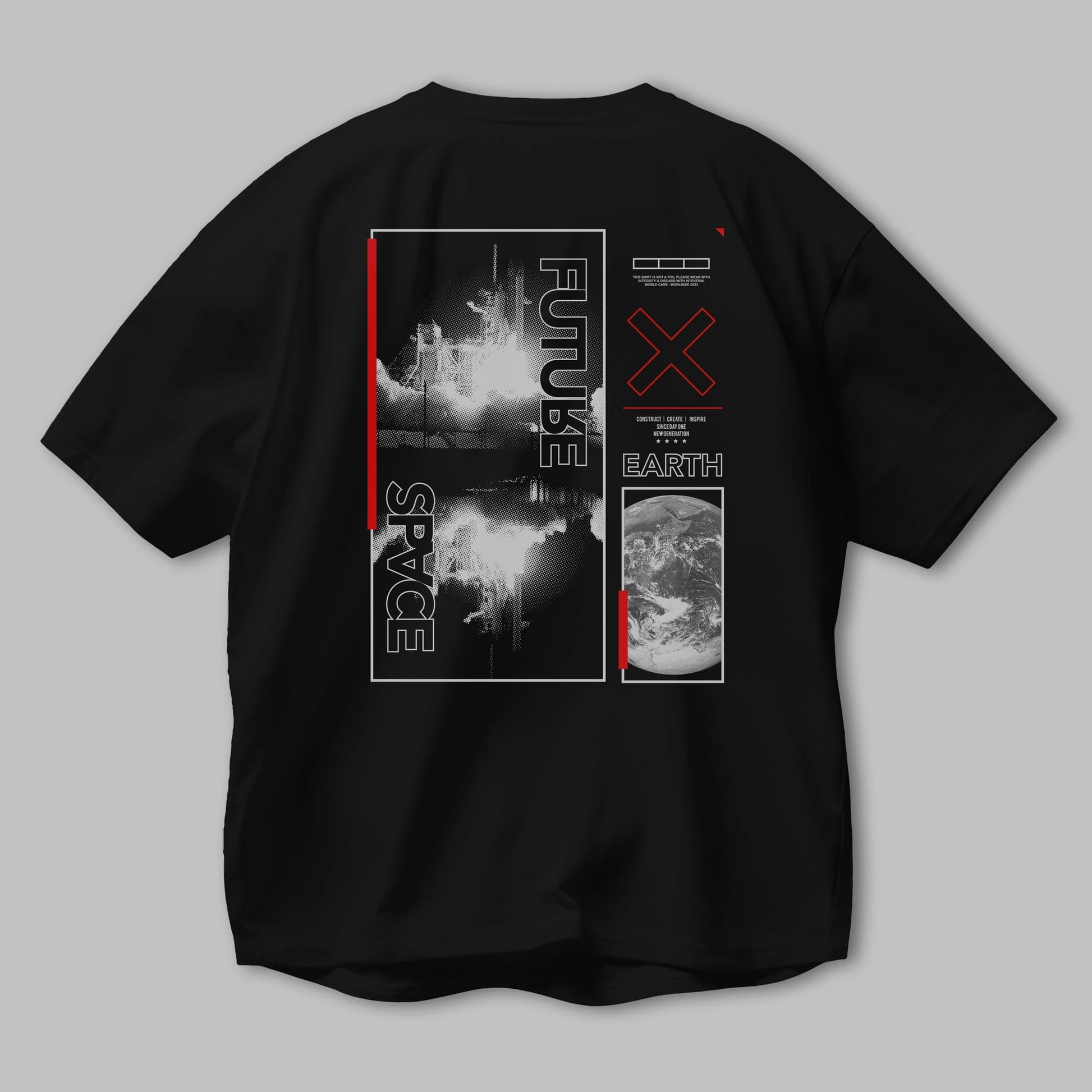 Future Space Arka Baskılı Oversize t-shirt Erkek Kadın Unisex