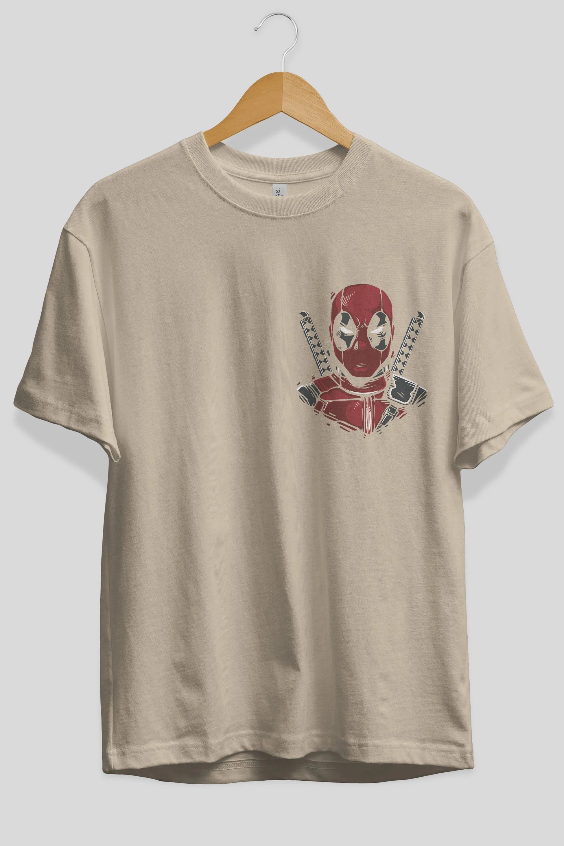 Deadpool (4) Ön Sol Baskılı Oversize t-shirt Erkek Kadın Unisex %100 Pamuk Bisiklet Yaka tişort