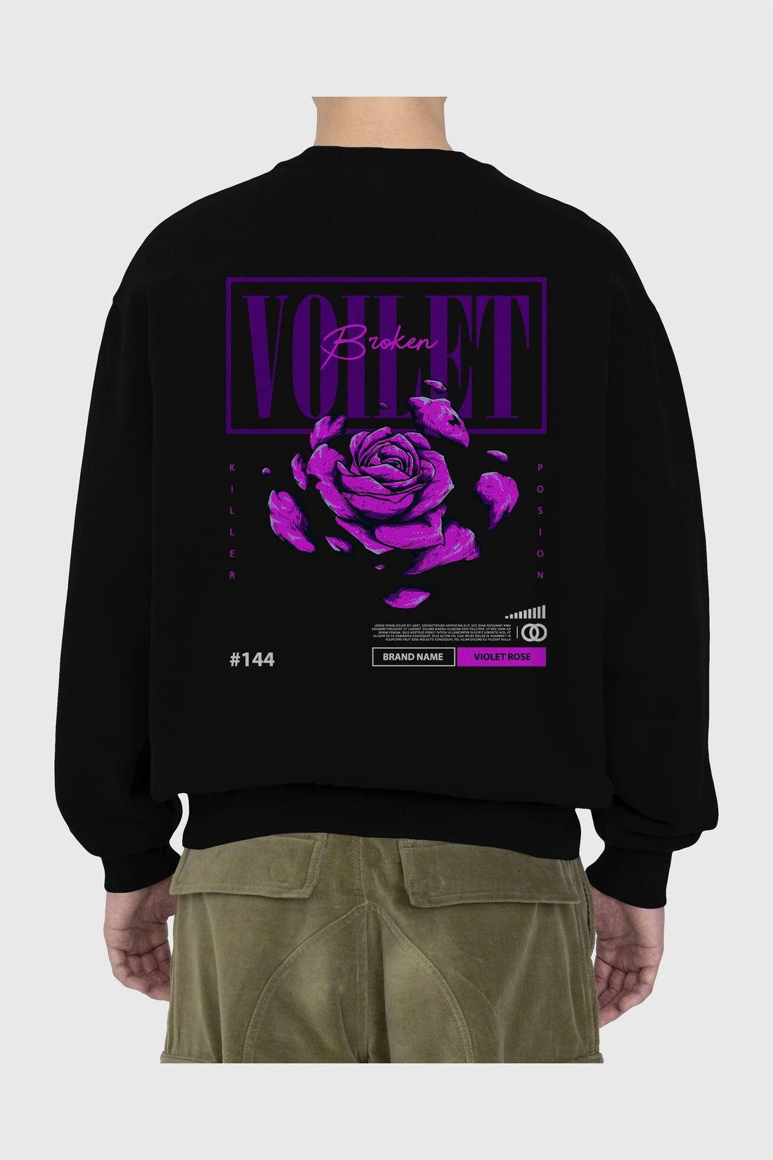 Voilet Broken Arka Baskılı Oversize Sweatshirt Erkek Kadın Unisex