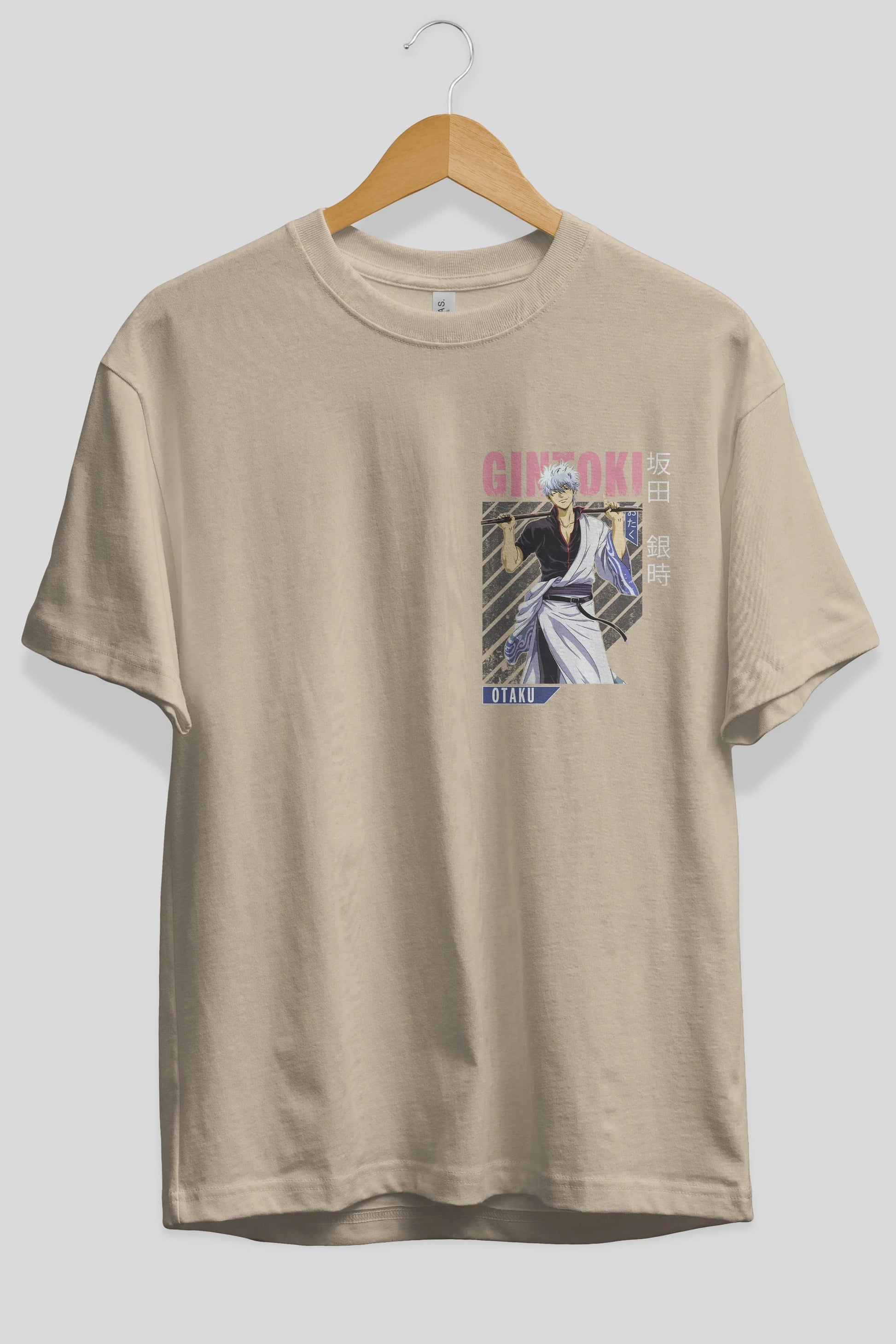 Gintoki Sakata GINTAMA 3 Ön Sol Baskılı Oversize t-shirt Erkek Kadın Unisex %100 Pamuk Bisiklet Yaka tişort