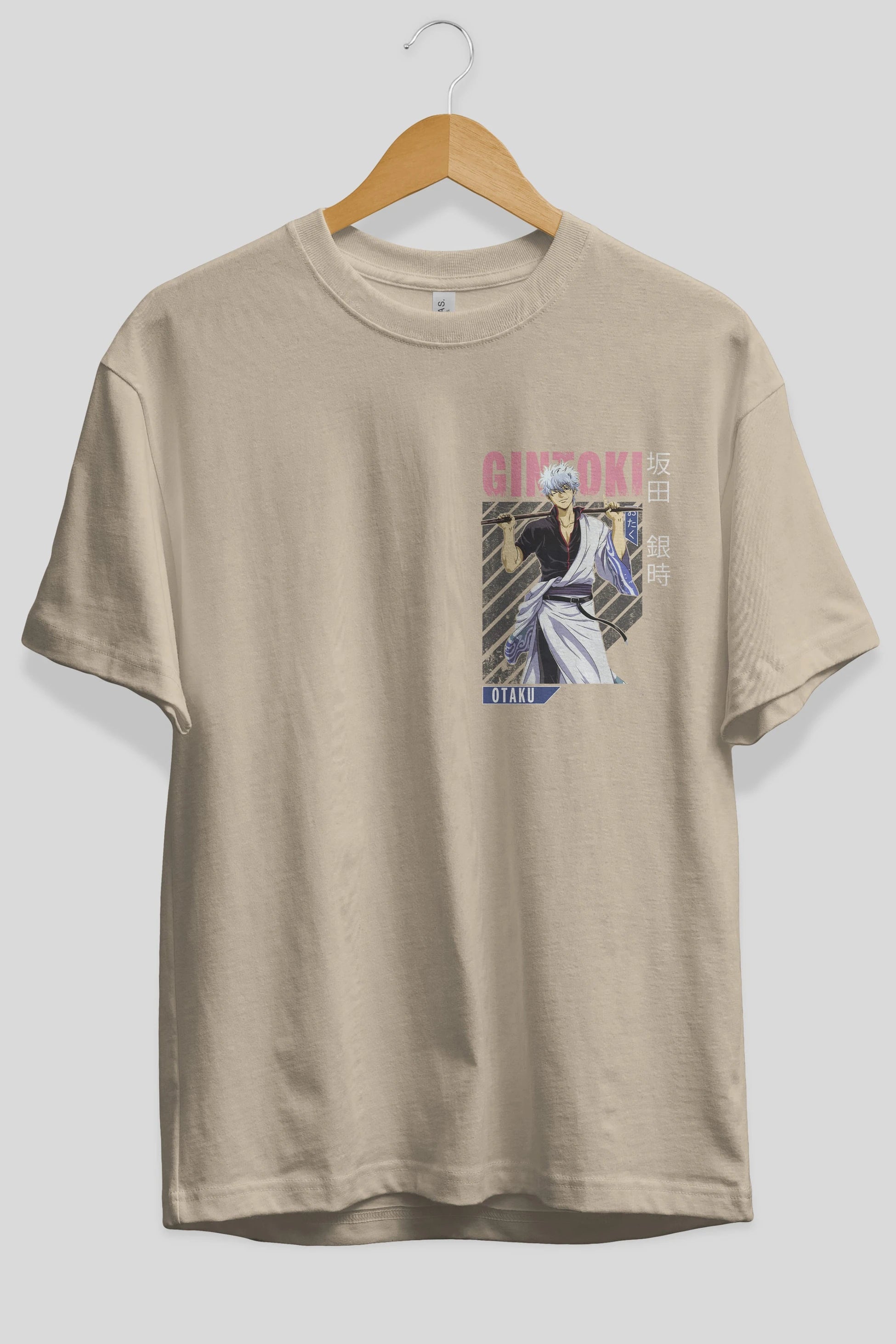 Gintoki Sakata GINTAMA 3 Ön Sol Baskılı Oversize t-shirt Erkek Kadın Unisex %100 Pamuk Bisiklet Yaka tişort