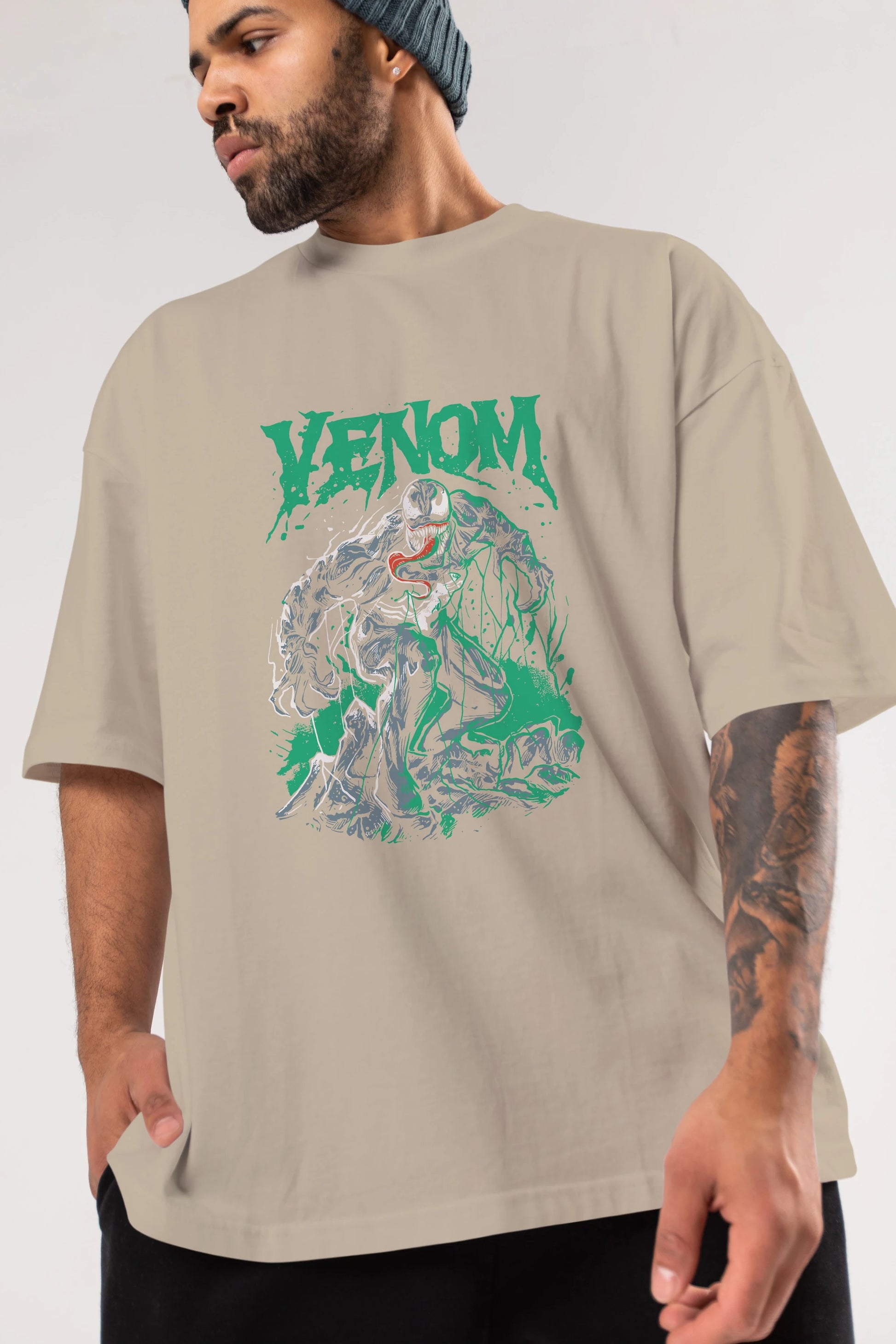 Venom (3) Ön Baskılı Oversize t-shirt Erkek Kadın Unisex %100 Pamuk Bisiklet Yaka tişort