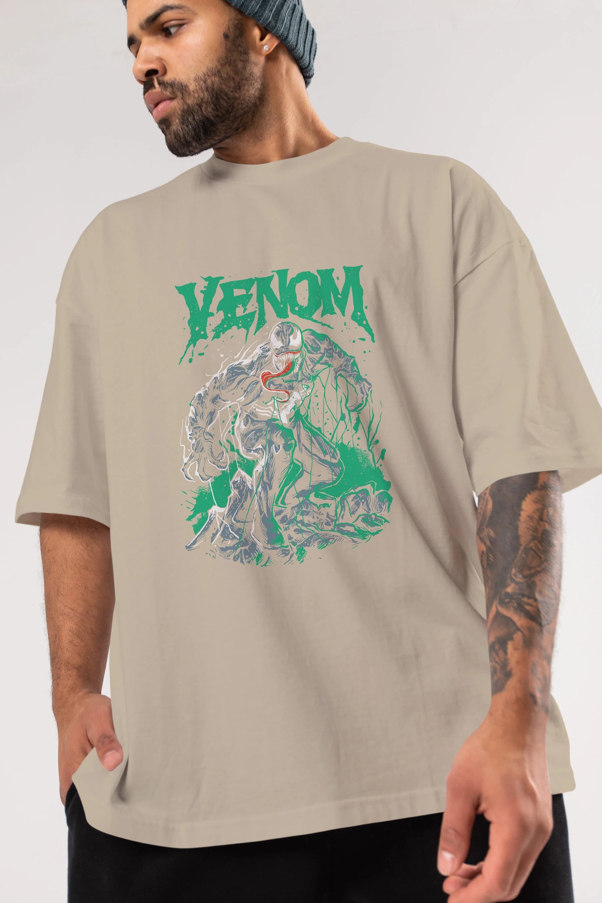 Venom (3) Ön Baskılı Oversize t-shirt Erkek Kadın Unisex %100 Pamuk Bisiklet Yaka tişort
